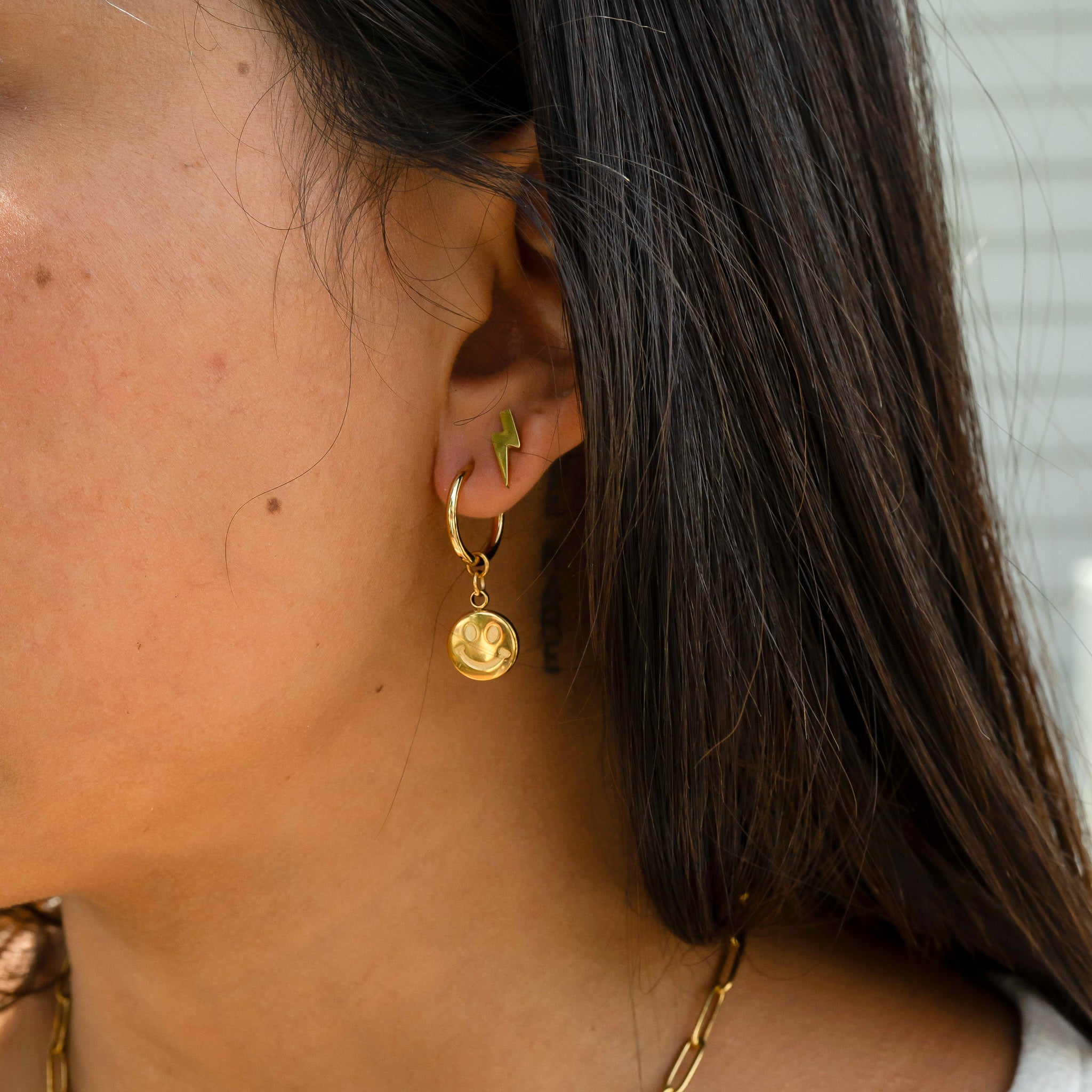 18K Gold PVD Stainless Steel Lightning Bolt Stud Earrings / ERJ0060、mySite、dreamappss