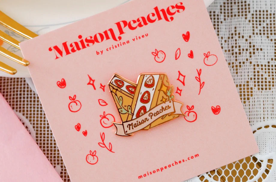 Maison Peaches - Cottage Core Enamel Pin Strawberry Cream Sandwich、mySite、garagedoors4me