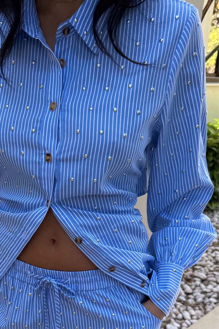 Blue Stripe Tie Back Shirt、mySite、solidvoid