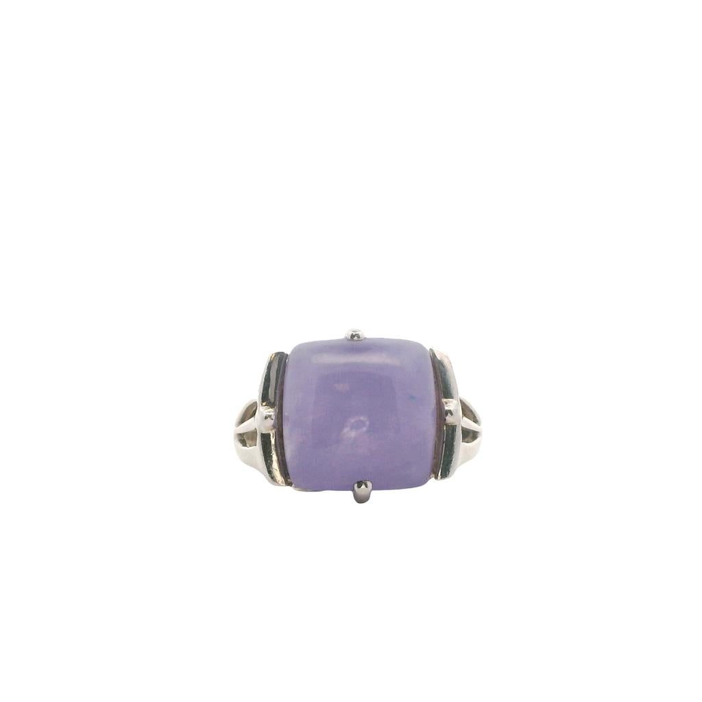  Estate Sterling Silver Dyed Purple Jadeite Ring