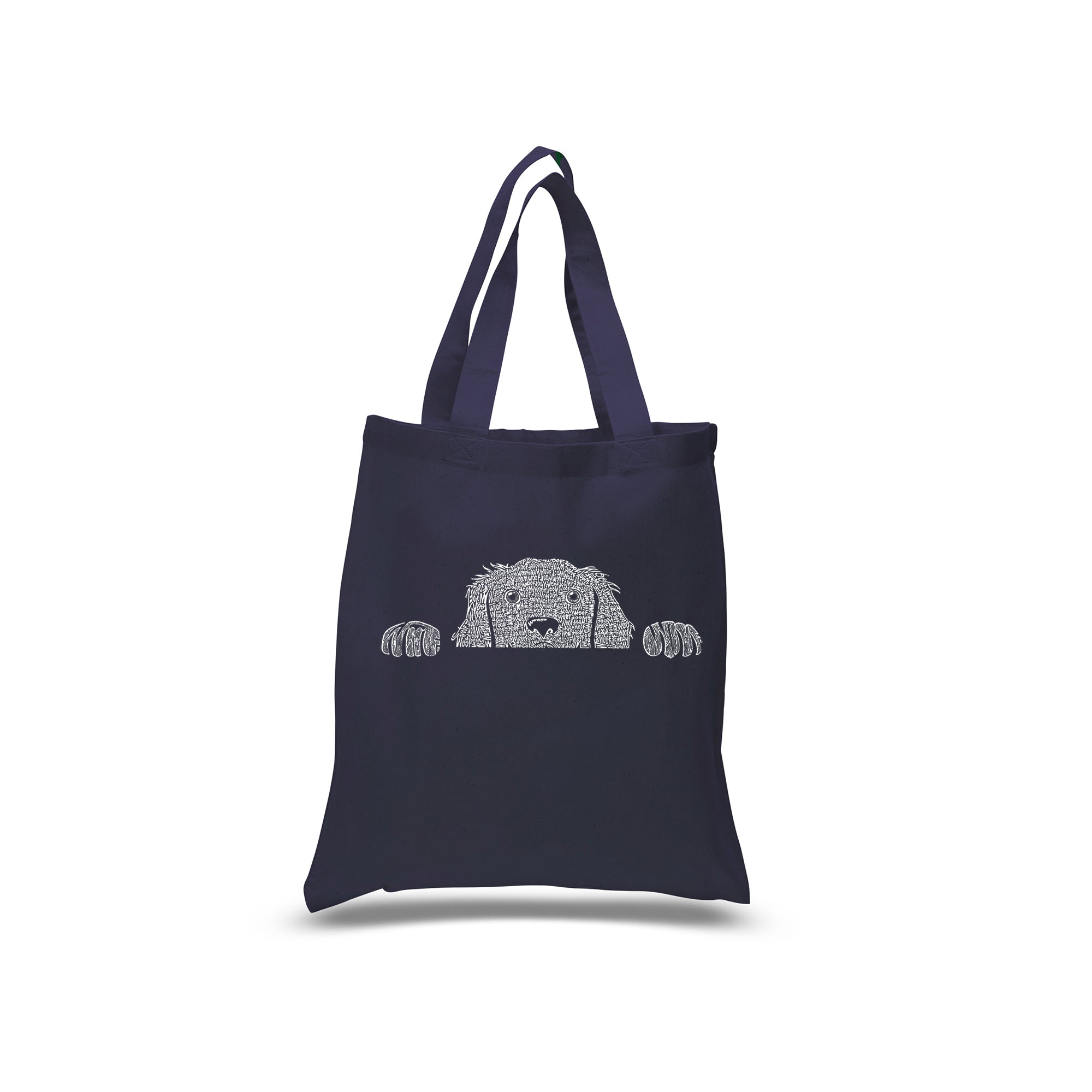 Peeking Dog - Small Word Art Tote Bag、mySite、camillekostekn