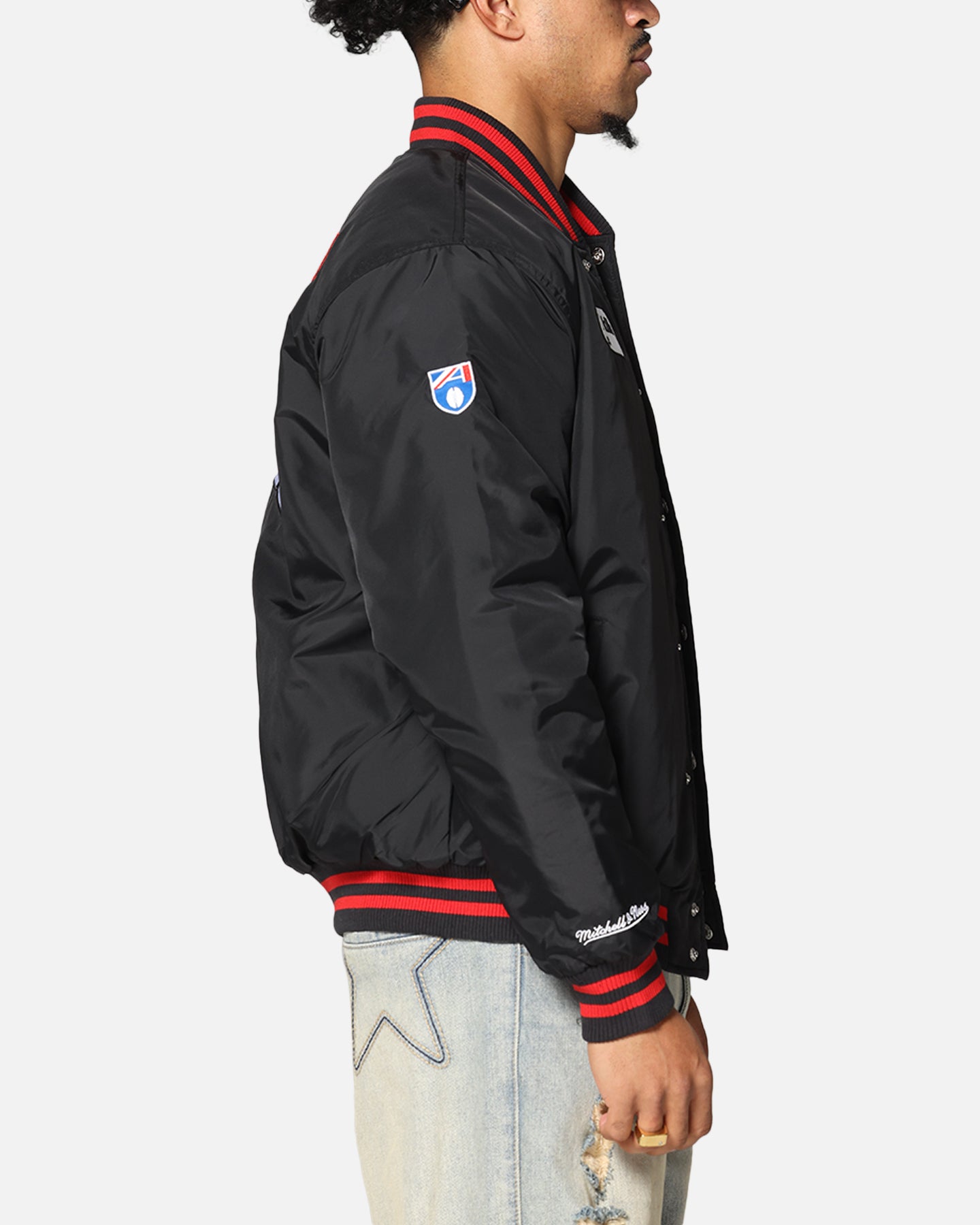 Mitchell & Ness Essendon Bombers Team Bomber Jacket Solid Black、mySite、zt4zffjzw