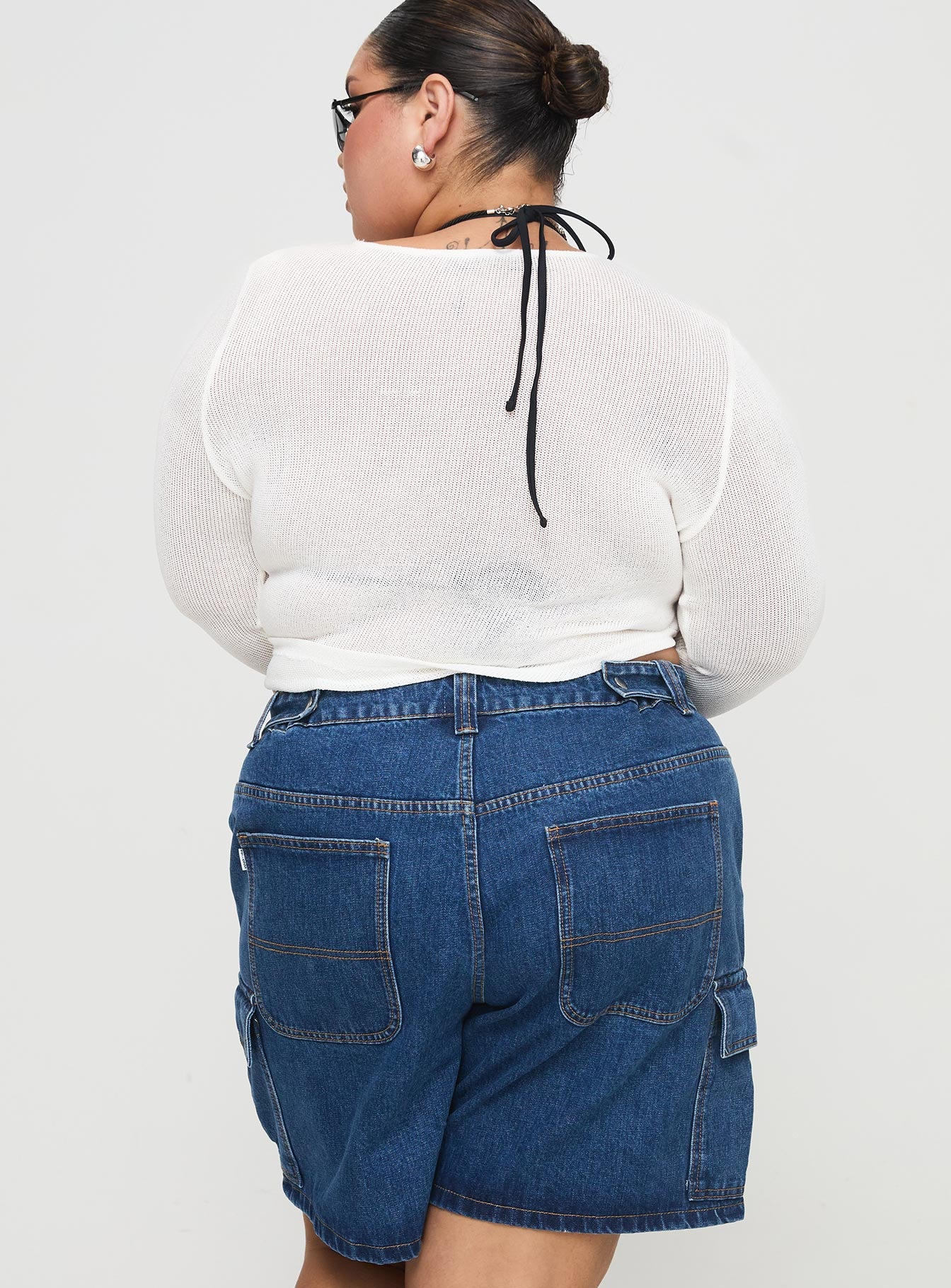 Mika Carpenter Denim Shorts Mid Wash Curve、mySite、solidvoid