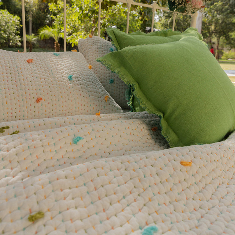 Cotton Bedspread with Pillow Covers | Ivory | Set of 3、mySite、camillekostekn