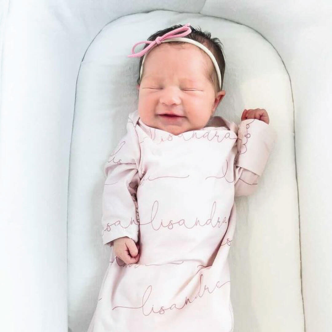  Solid Blush Personalized Newborn Baby Knot Gown、mySite、layawaytickets