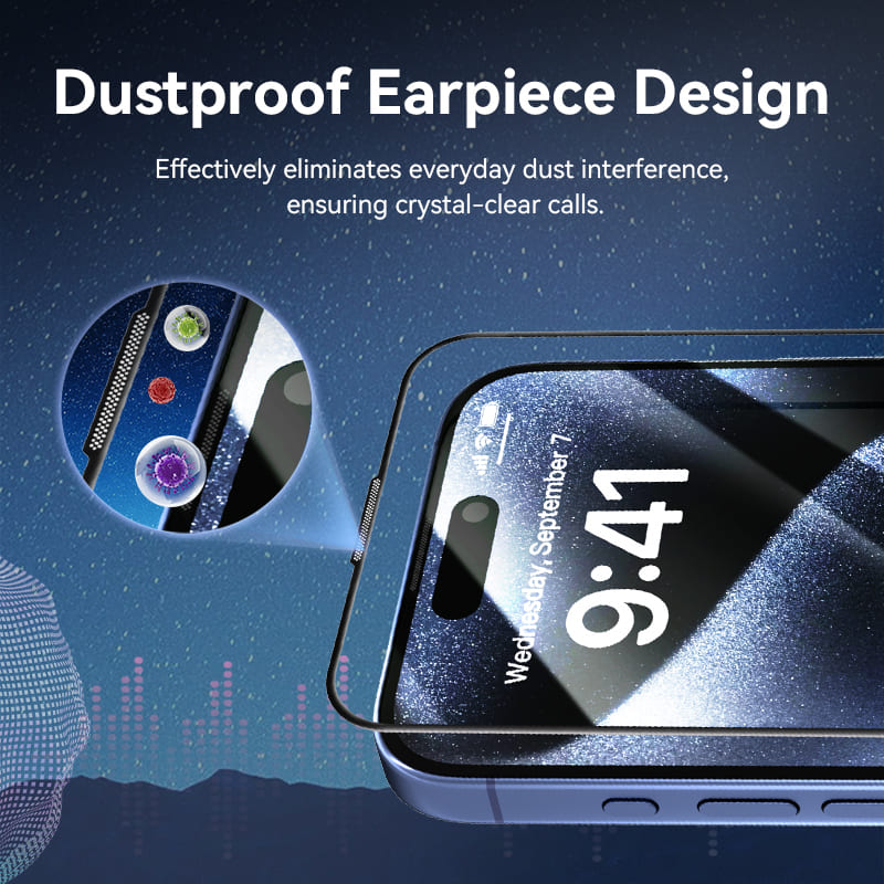 Vention HD Tempered Glass Screen Protector for iPhone 15 with Dust-Free Installation Tool、mySite、fannypackpong