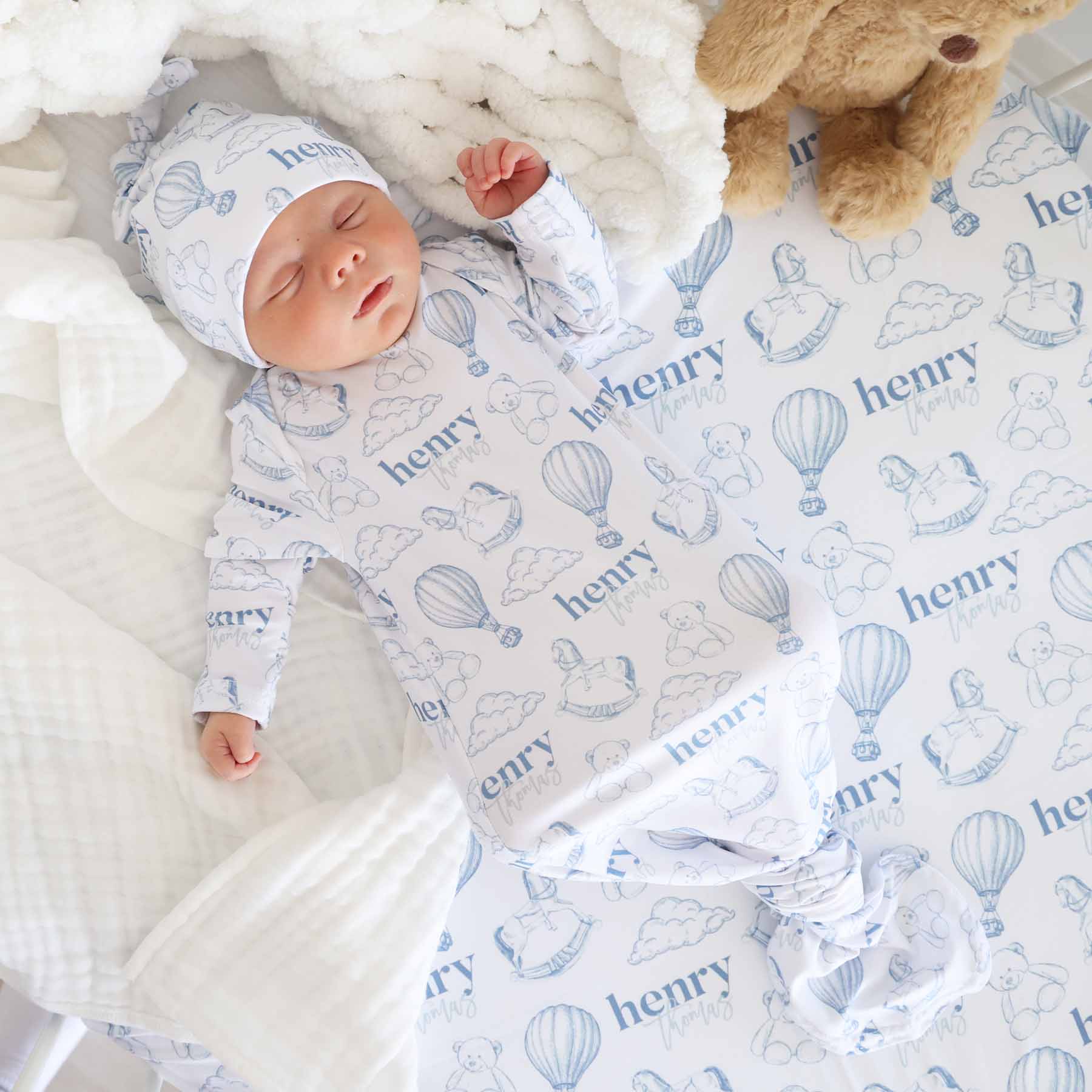  Up In The Clouds Personalized Newborn Baby Knot Gown、mySite、layawaytickets