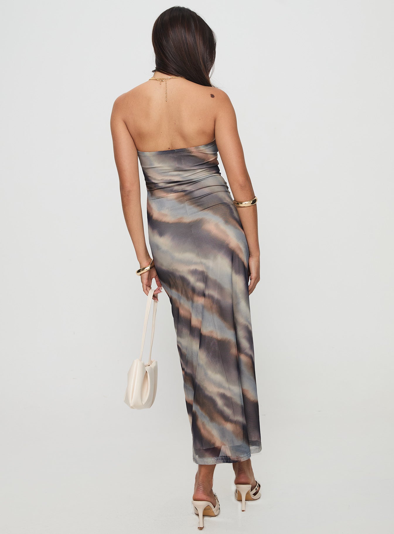 Pinacle Strapless Maxi Dress Brown、mySite、solidvoid