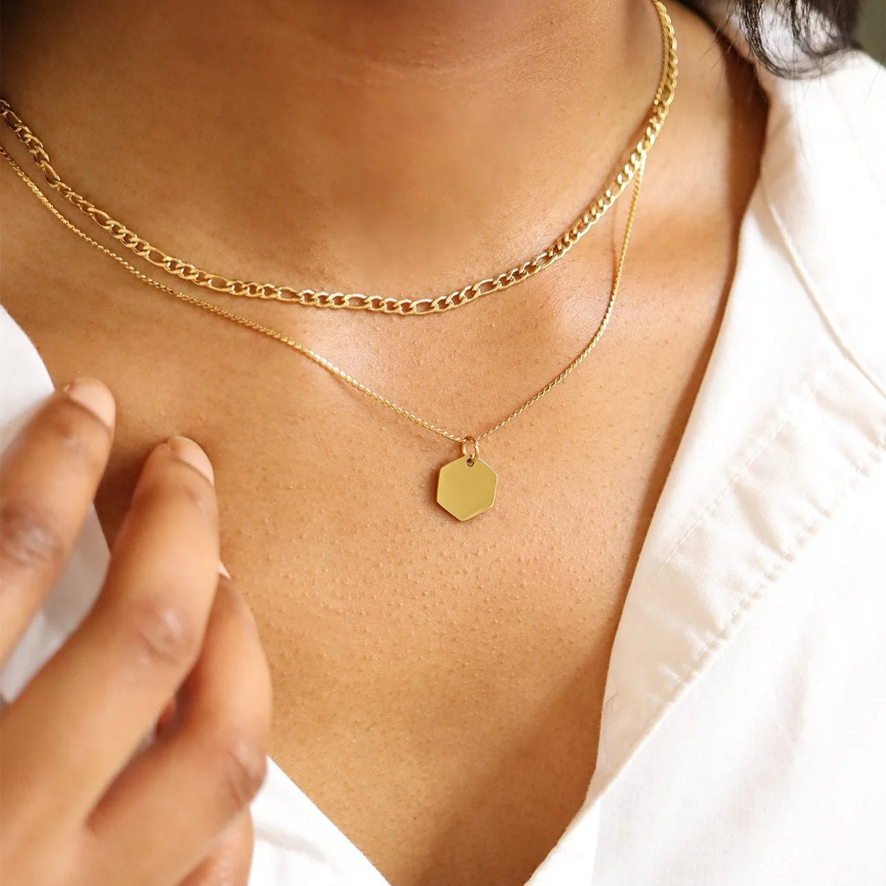 18K Gold PVD Stainless Steel Blank Hexagon Pendant / SBB0235、mySite、dreamappss