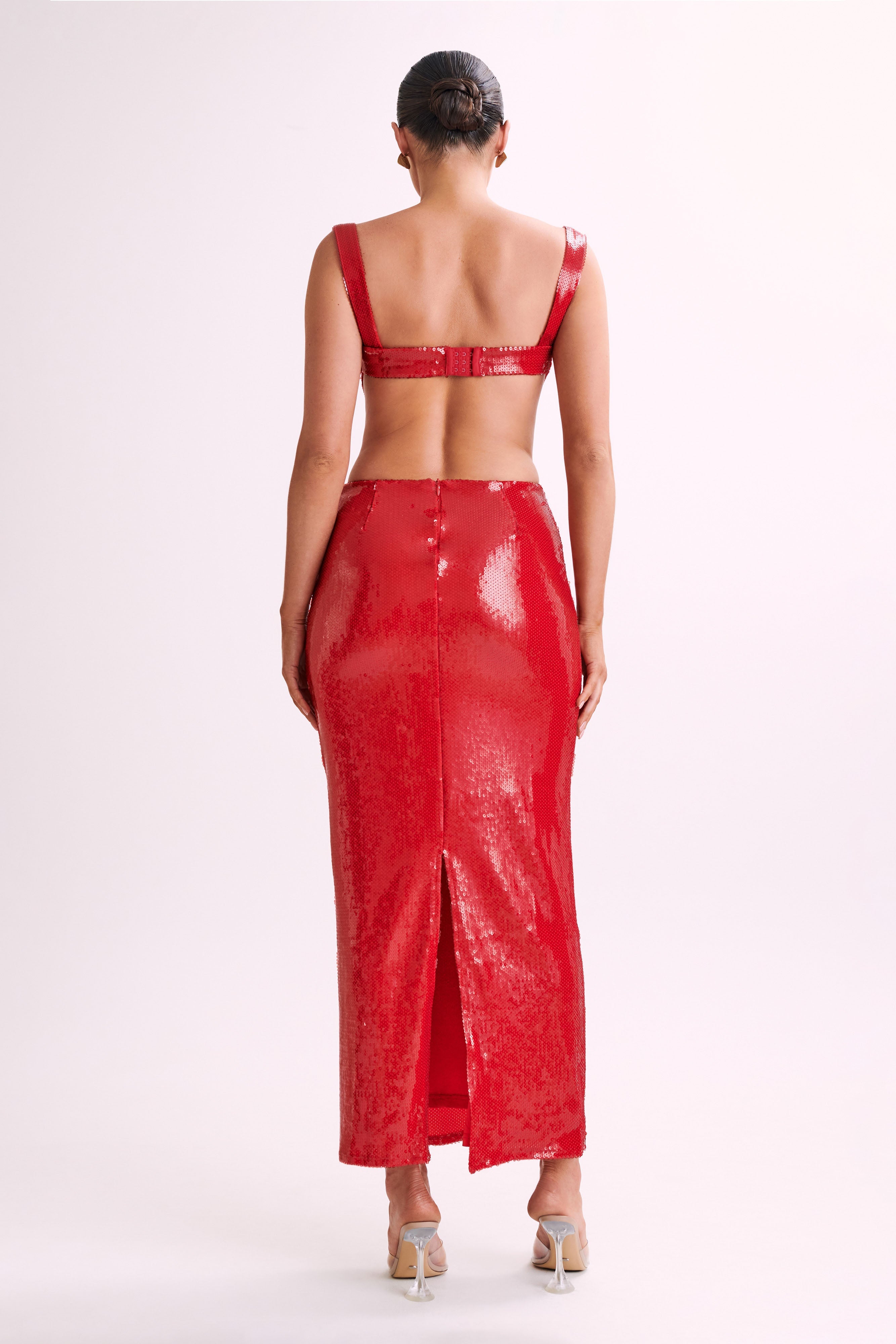 Adoria Sequin Cut Out Maxi Dress - Red、mySite、solidvoid