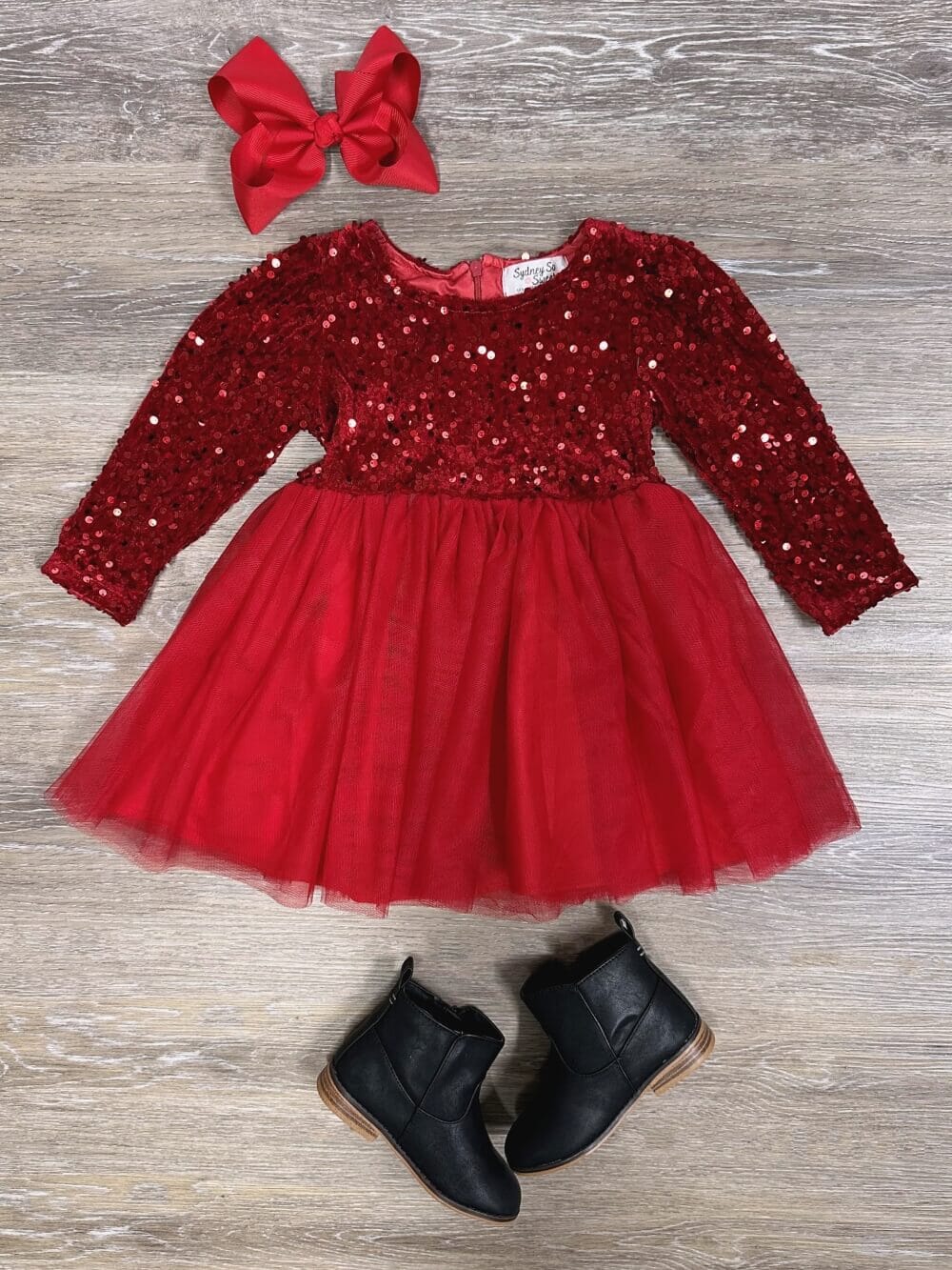 Dark Red Sequin & Velvet Girls Chiffon Tutu Dress、mySite、camillekostekn