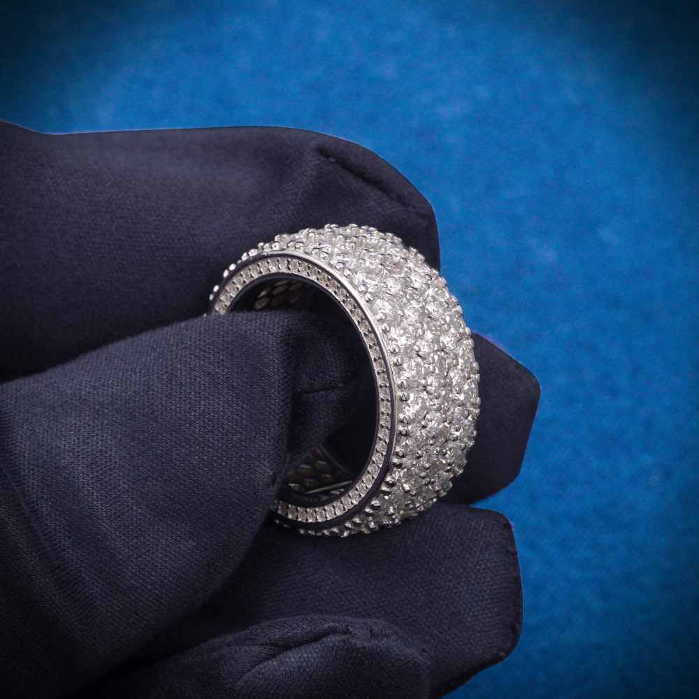 Moissanite 3-Row Cluster Band Ring 14K Gold、mySite、hinf8tx79