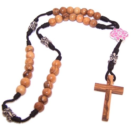 Olive wood with Silver tone and Pink enamel beads Anglican Rosary ( 40cm or 1...、mySite、topwebapps