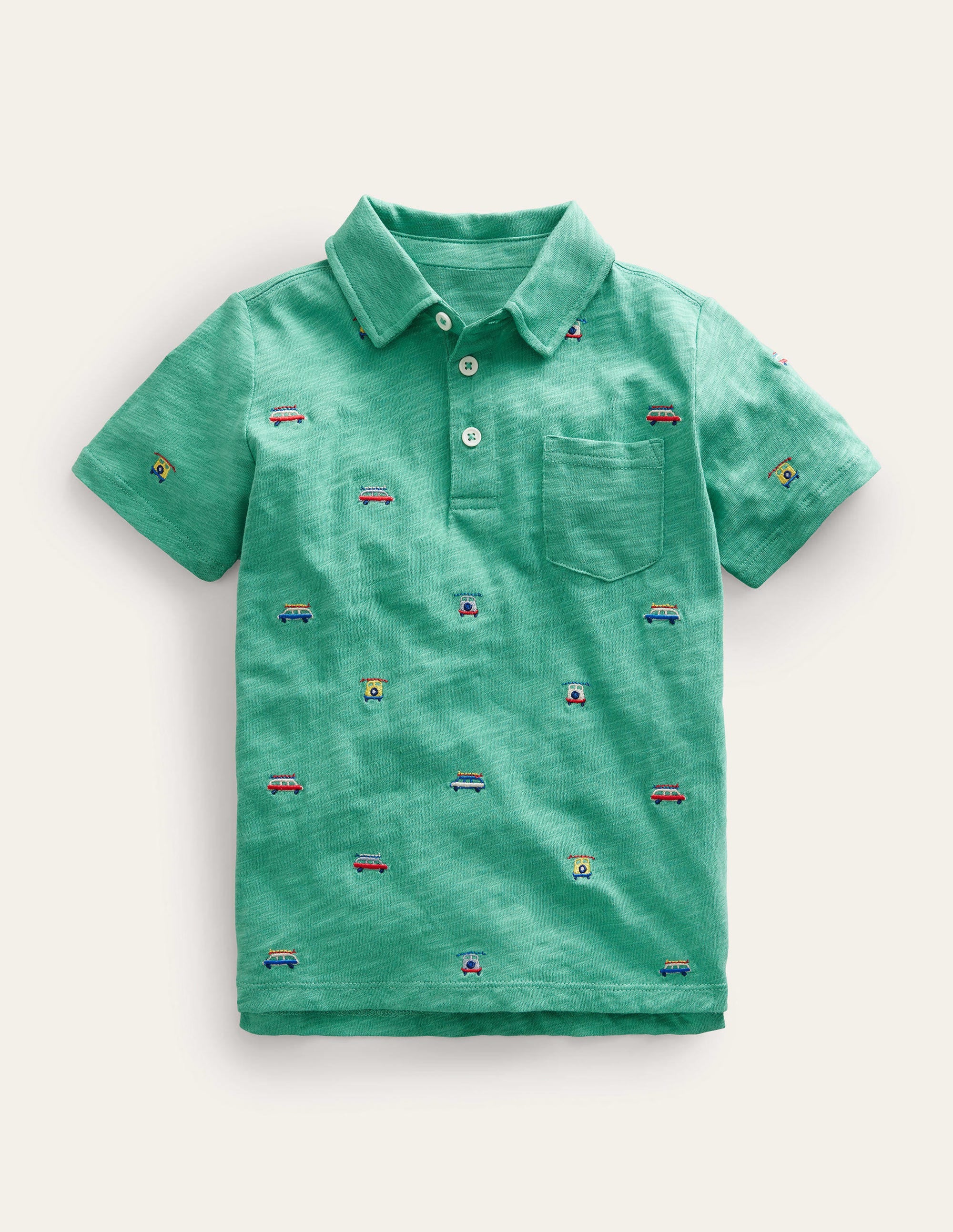  Embroidered Slubbed Polo Shirt-Green Cars、mySite、ashleygrahame
