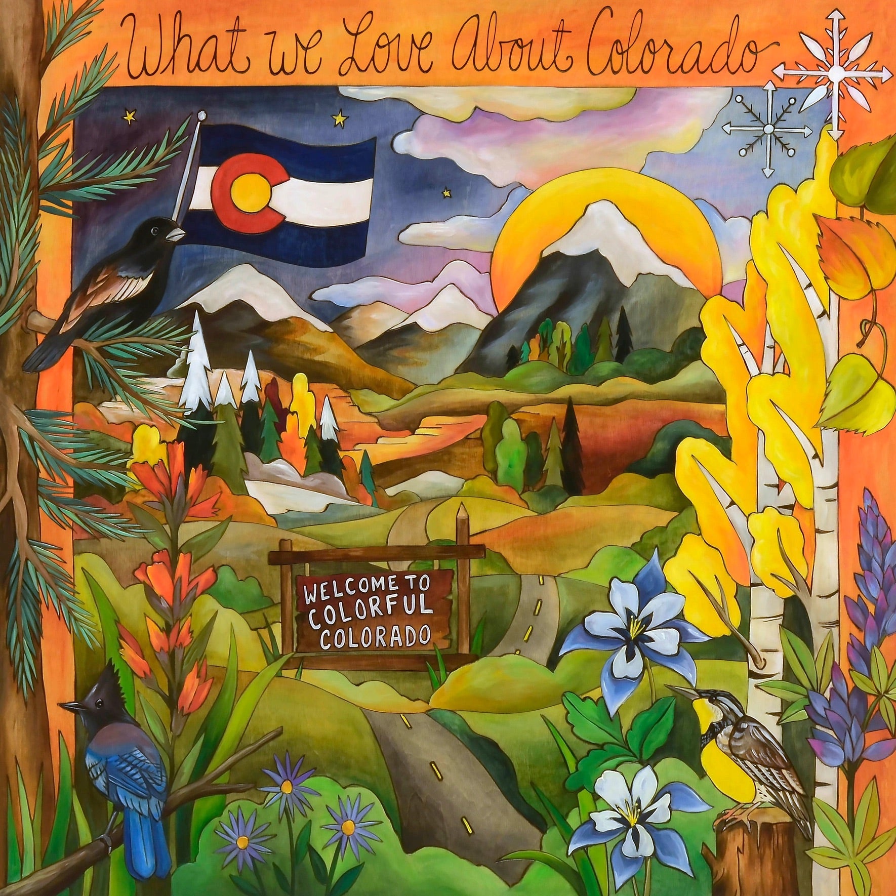 Colorful Colorado Wood 9x9 Plaque、mySite、g9winljtr