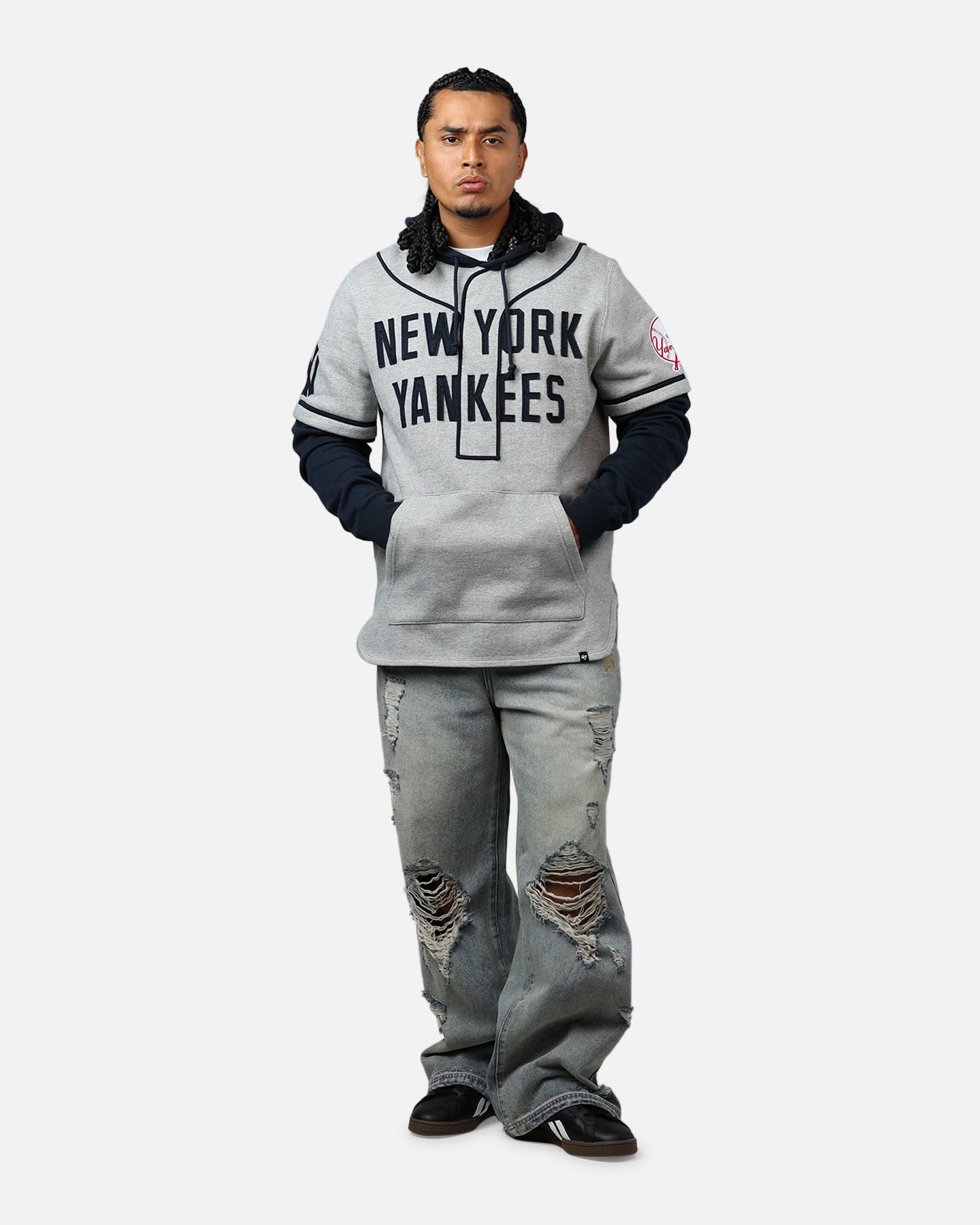 47 Brand New York Yankees Game Hoodie Grey/Navy、mySite、zt4zffjzw