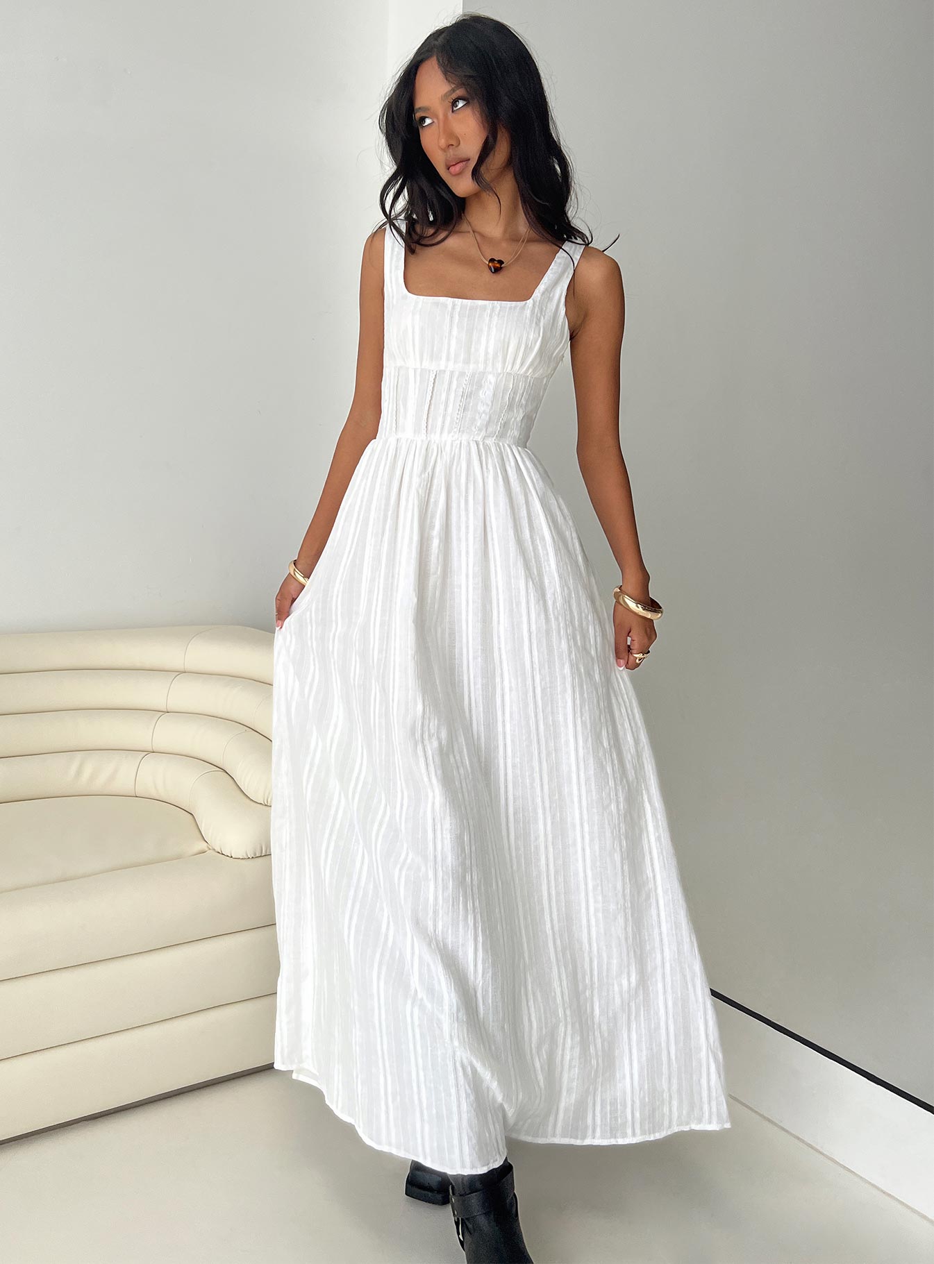 Lorinda Maxi Dress White Lower Impact、mySite、solidvoid