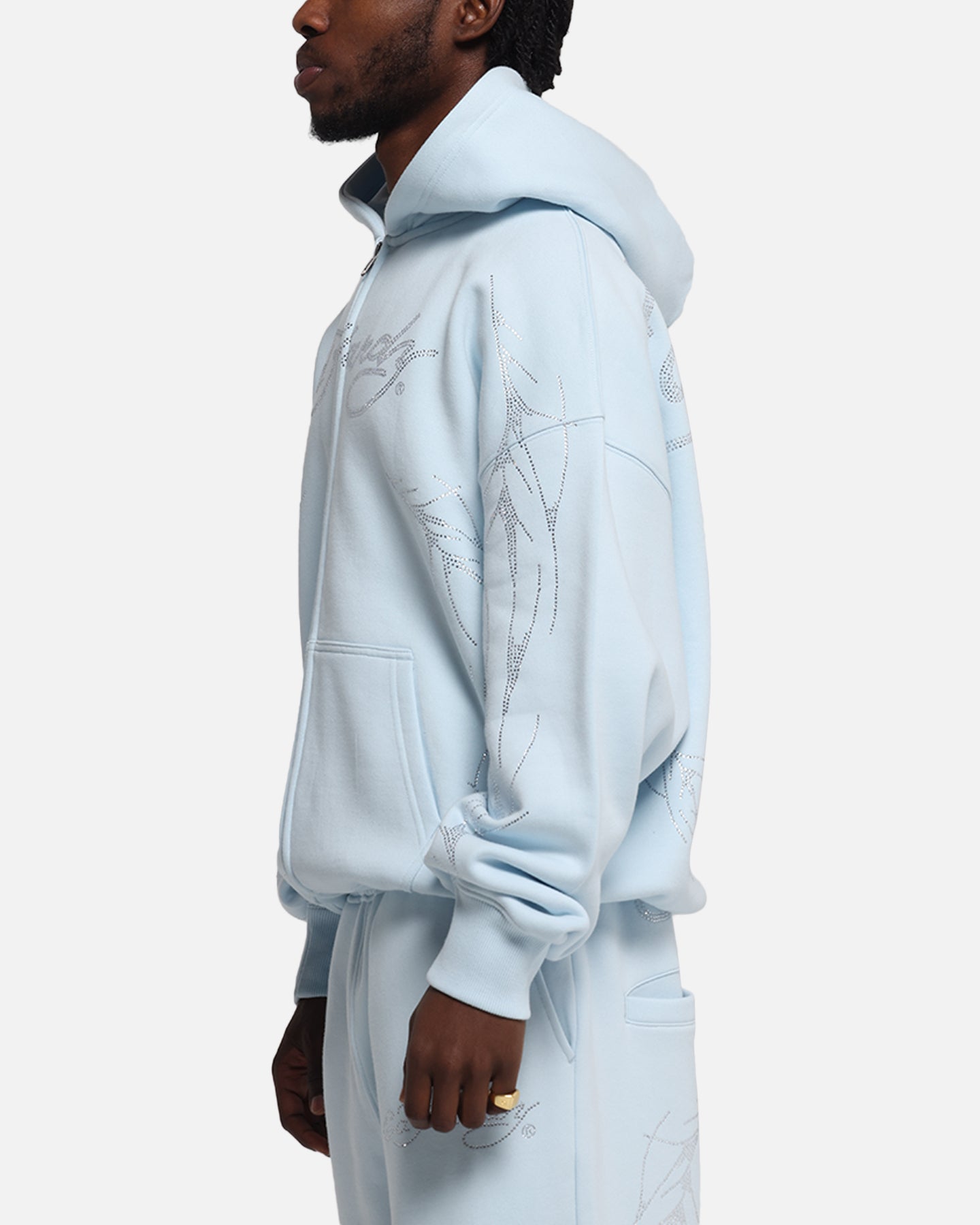 Ed Hardy Cyber Rhinestone Zip-Up Hoodie Light Blue、mySite、zt4zffjzw