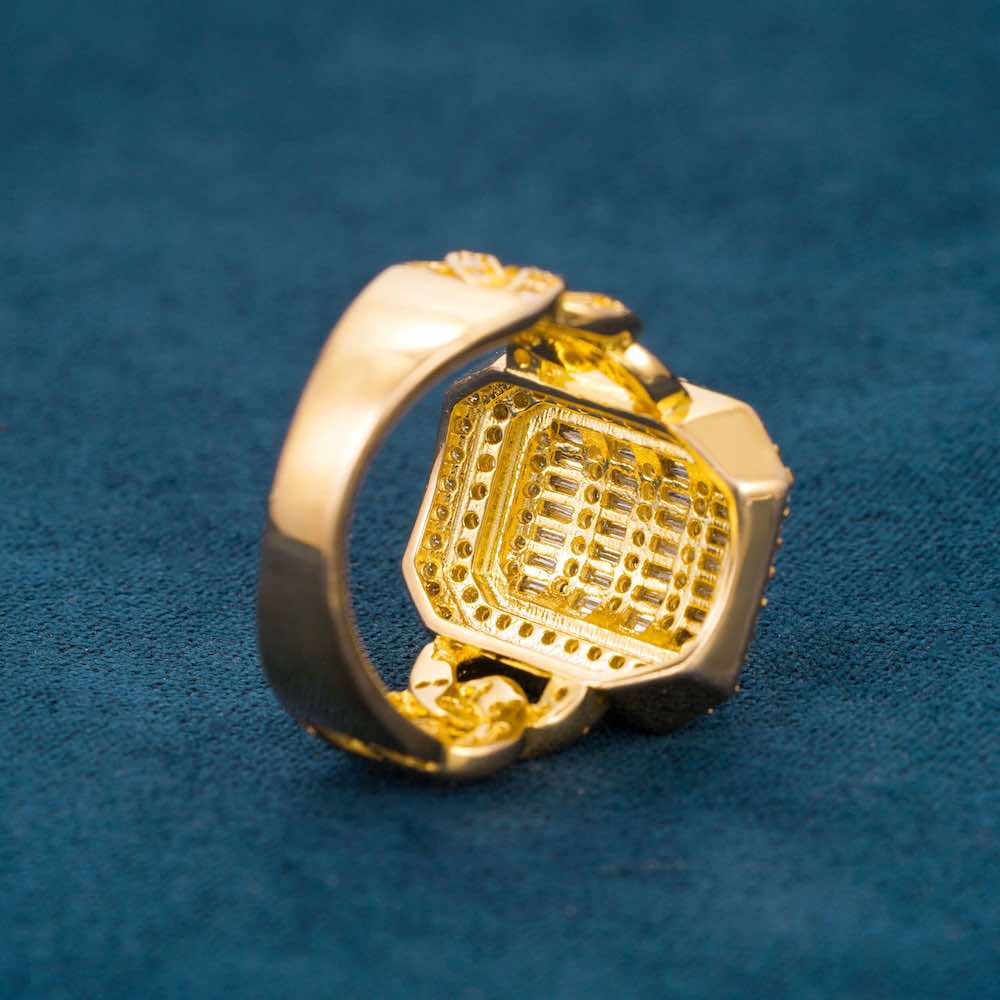 Moissanite Signet Miami Cuban Link Ring 14K Gold、mySite、hinf8tx79