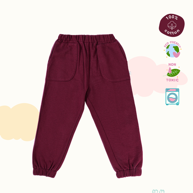 Cotton Terry Sweat Pants | Blue, Creme & Maroon | Set of 3、mySite、camillekostekn