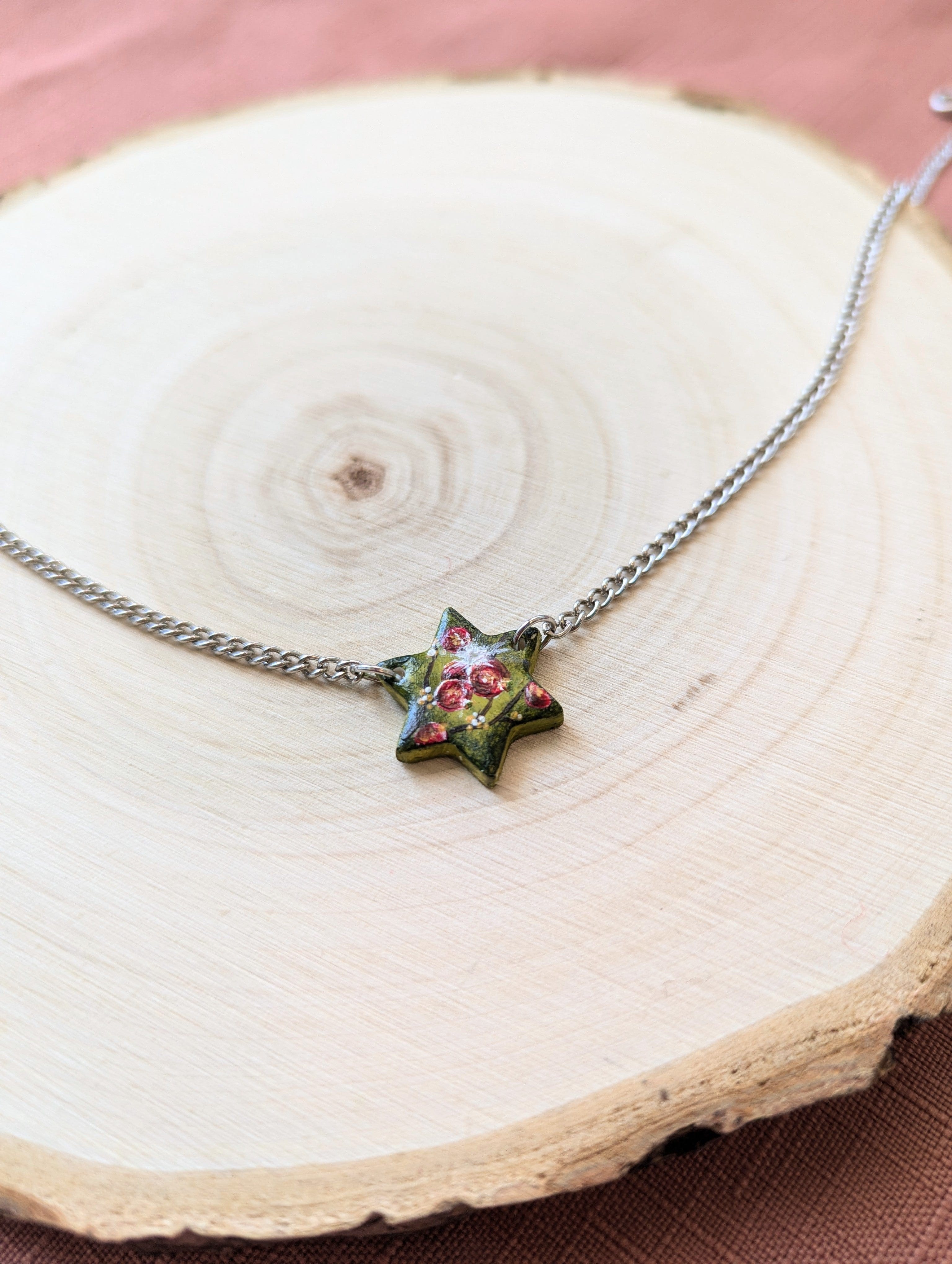 Hand-Painted Rimon Pomegranate Magen David Necklace、mySite、topwebapps
