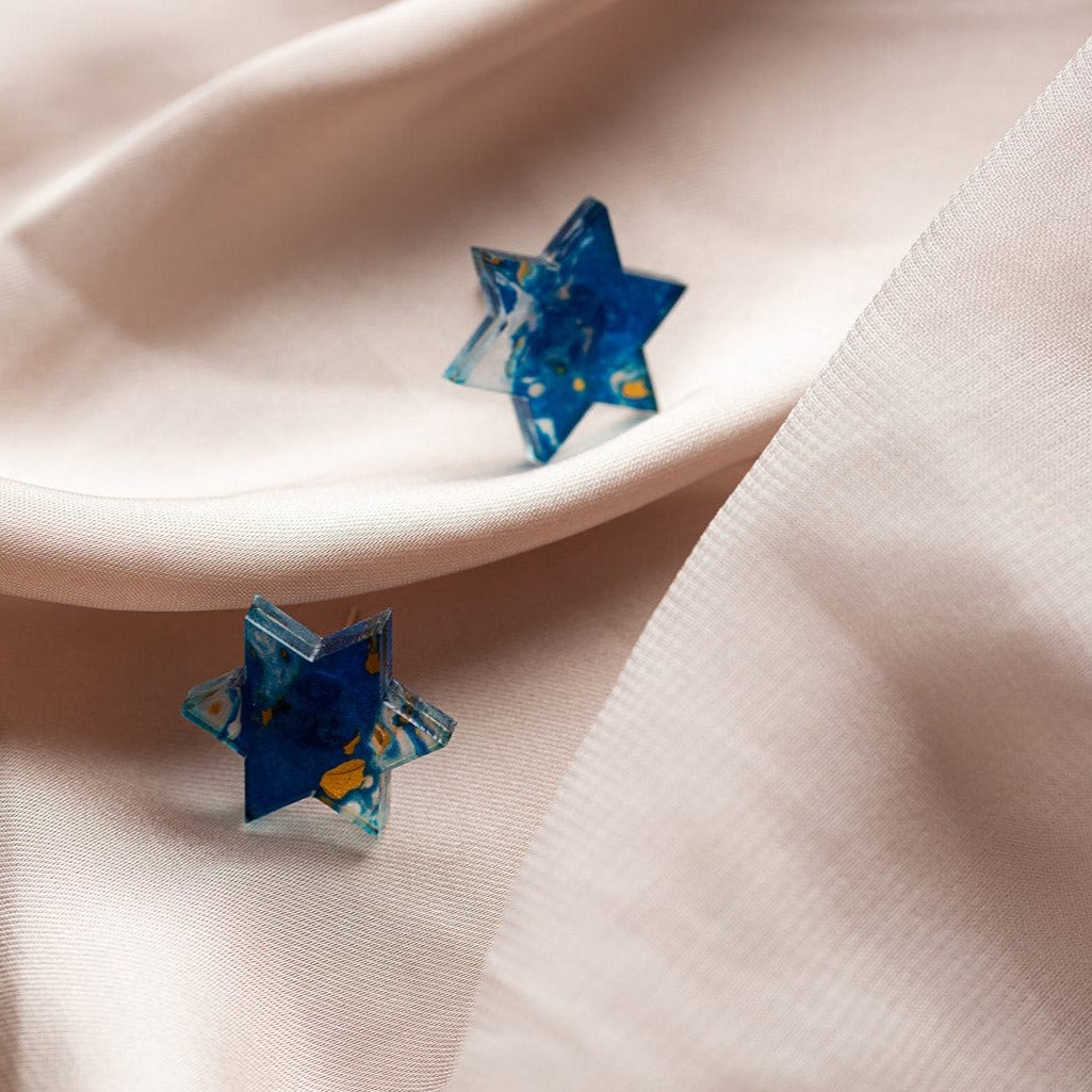 Blue Marble Retro Magen Studs Earrings、mySite、topwebapps