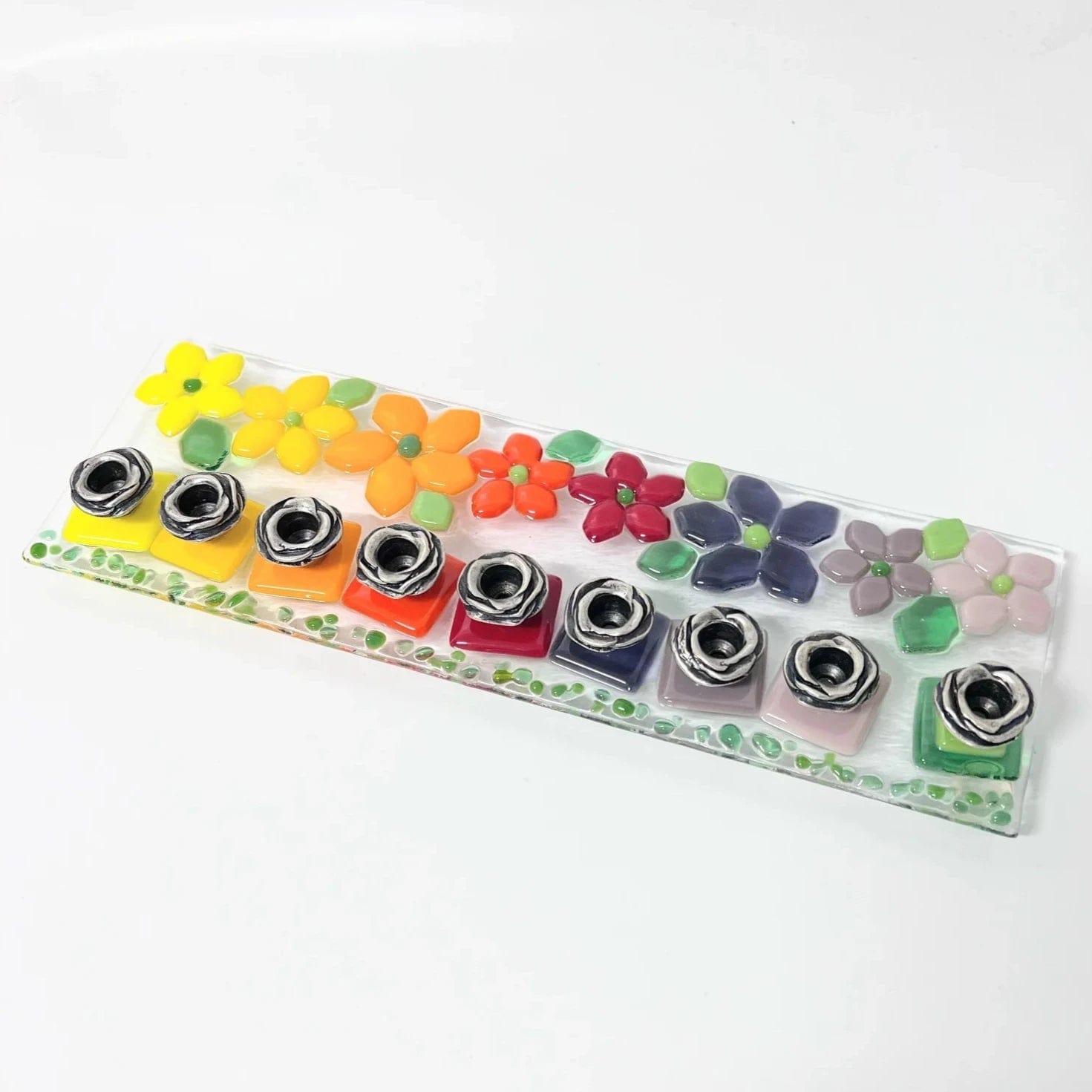 Rainbow Floral Fused Glass Menorah、mySite、topwebapps