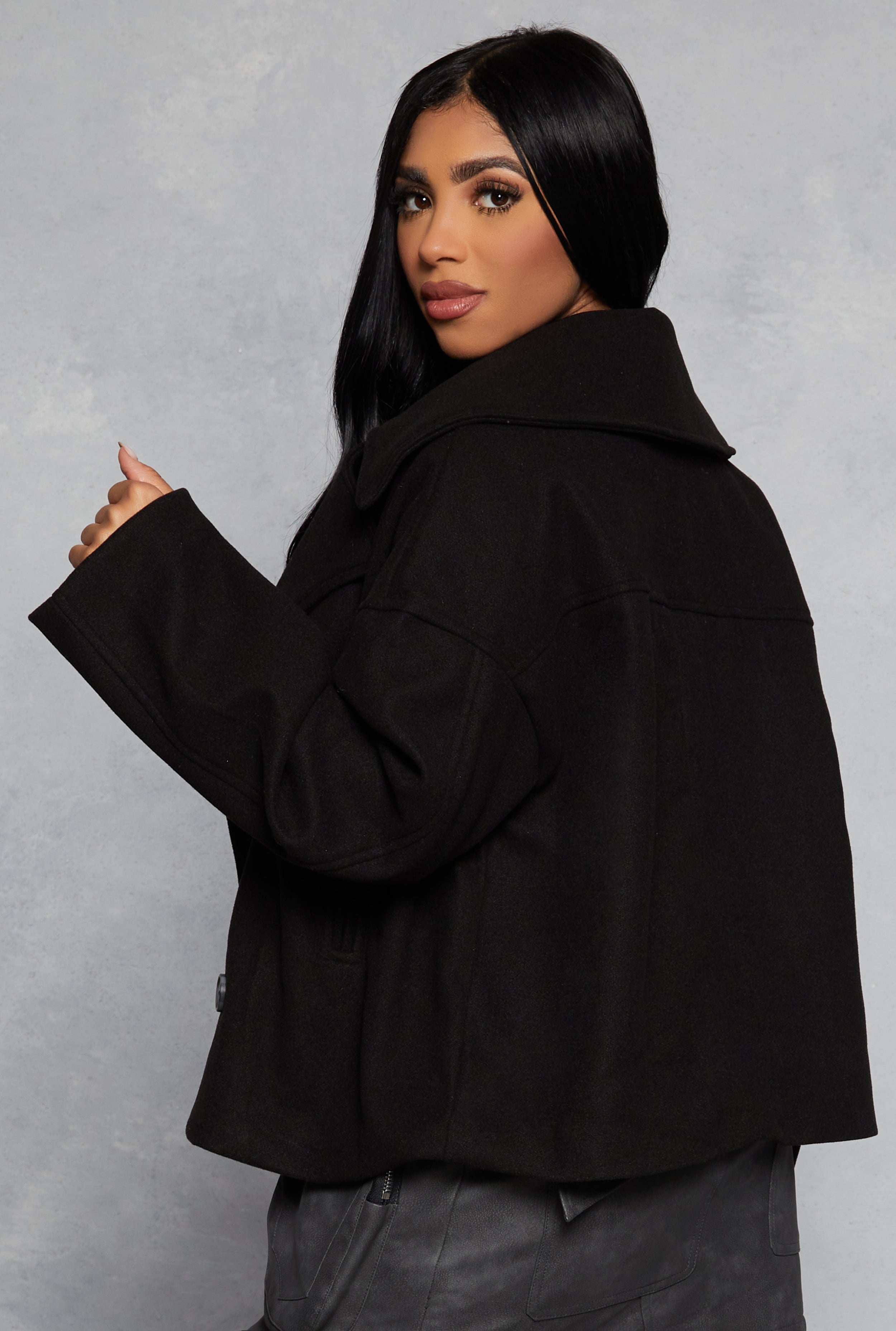 Double Breasted Drop Shoulder Peacoat、mySite、camillekostekn