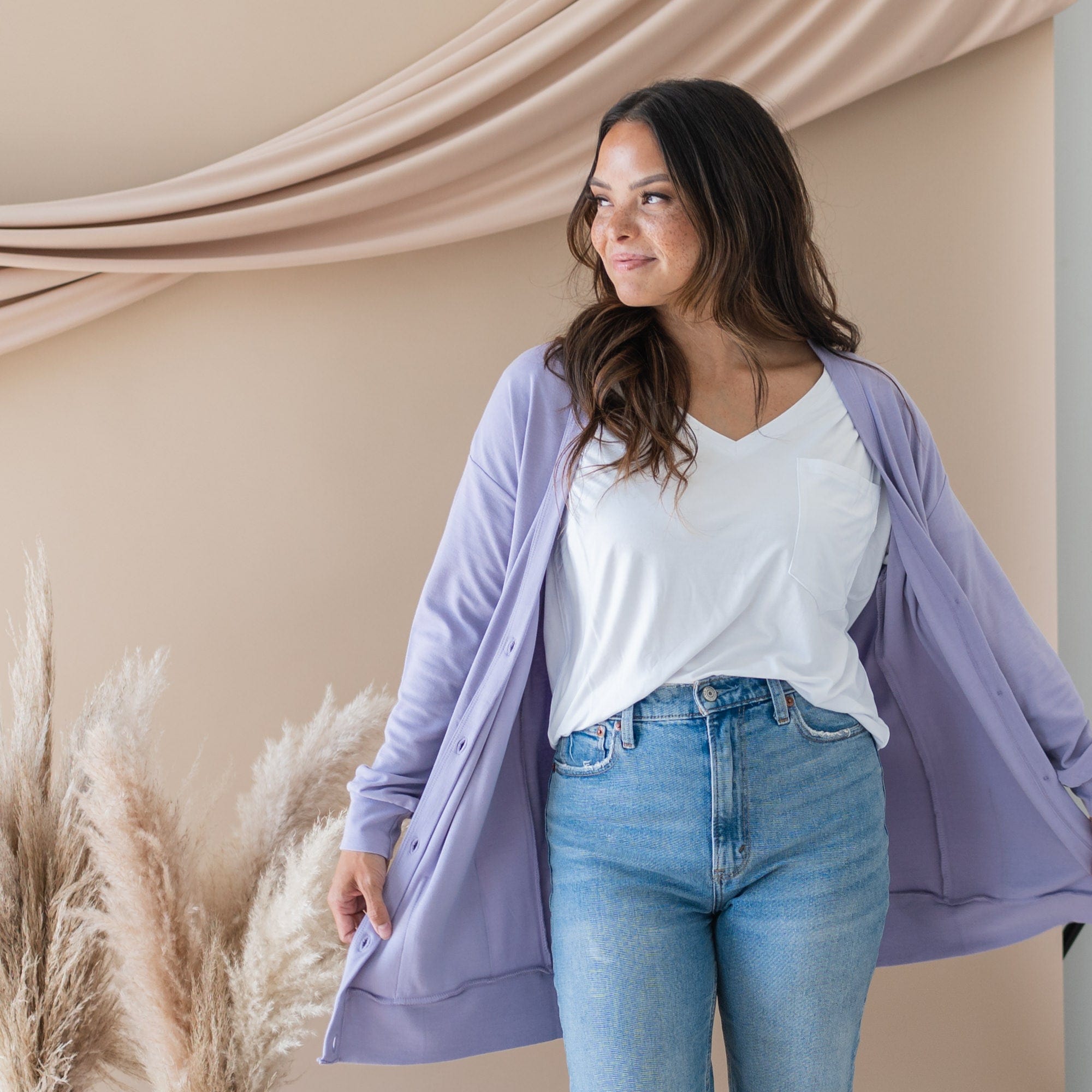  Bamboo Jersey Adult Cardigan in Taro、mySite、layawaytickets