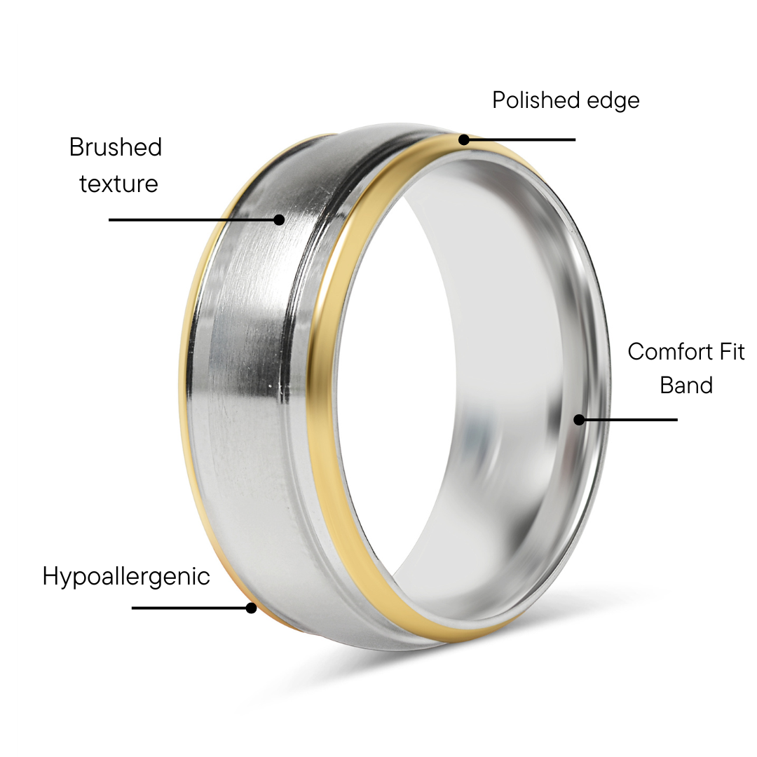 18K Gold PVD Stainless Steel Double Trim Brushed Center Ring / CFR7019、mySite、dreamappss