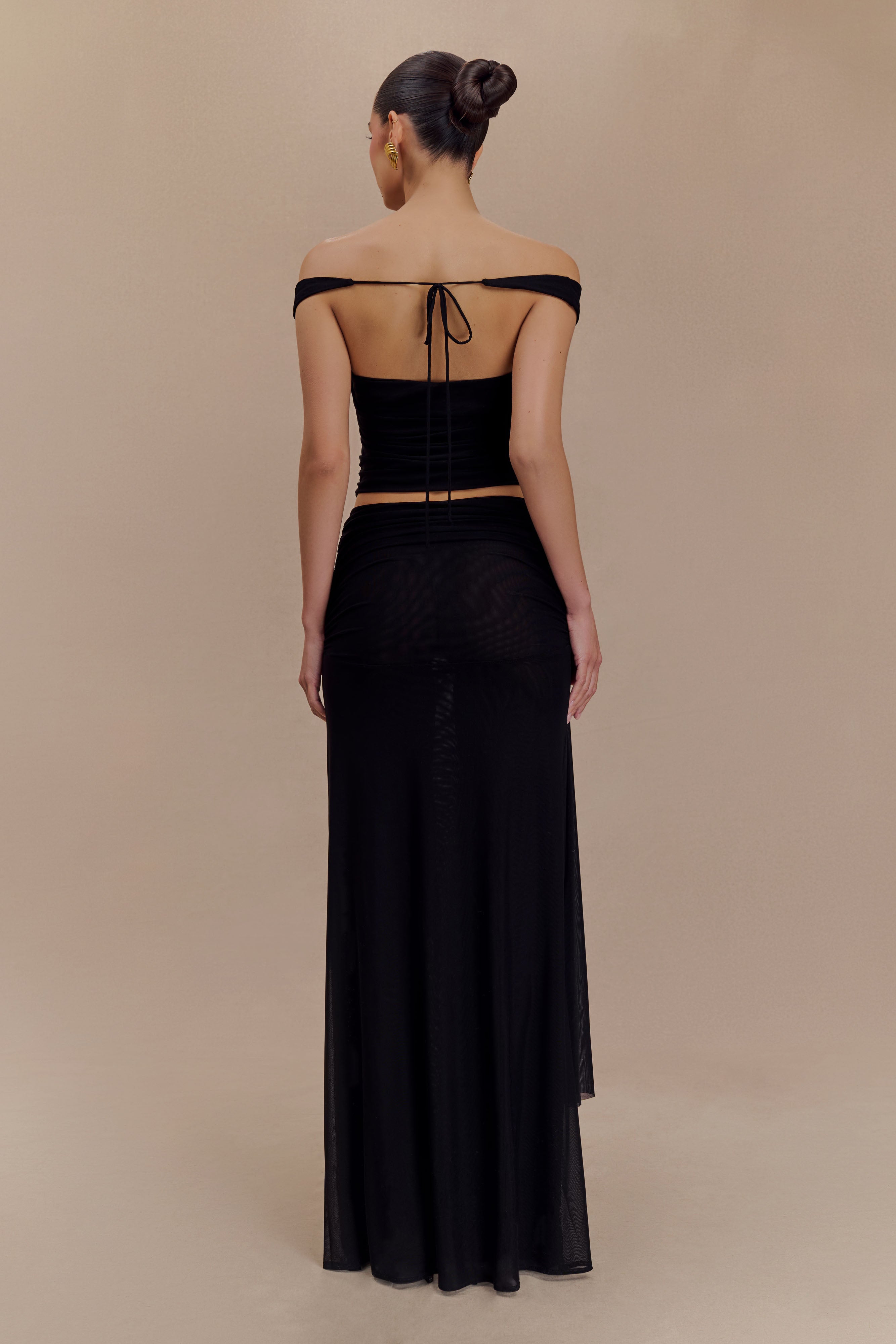 Arna Mesh Maxi Skirt - Black、mySite、solidvoid