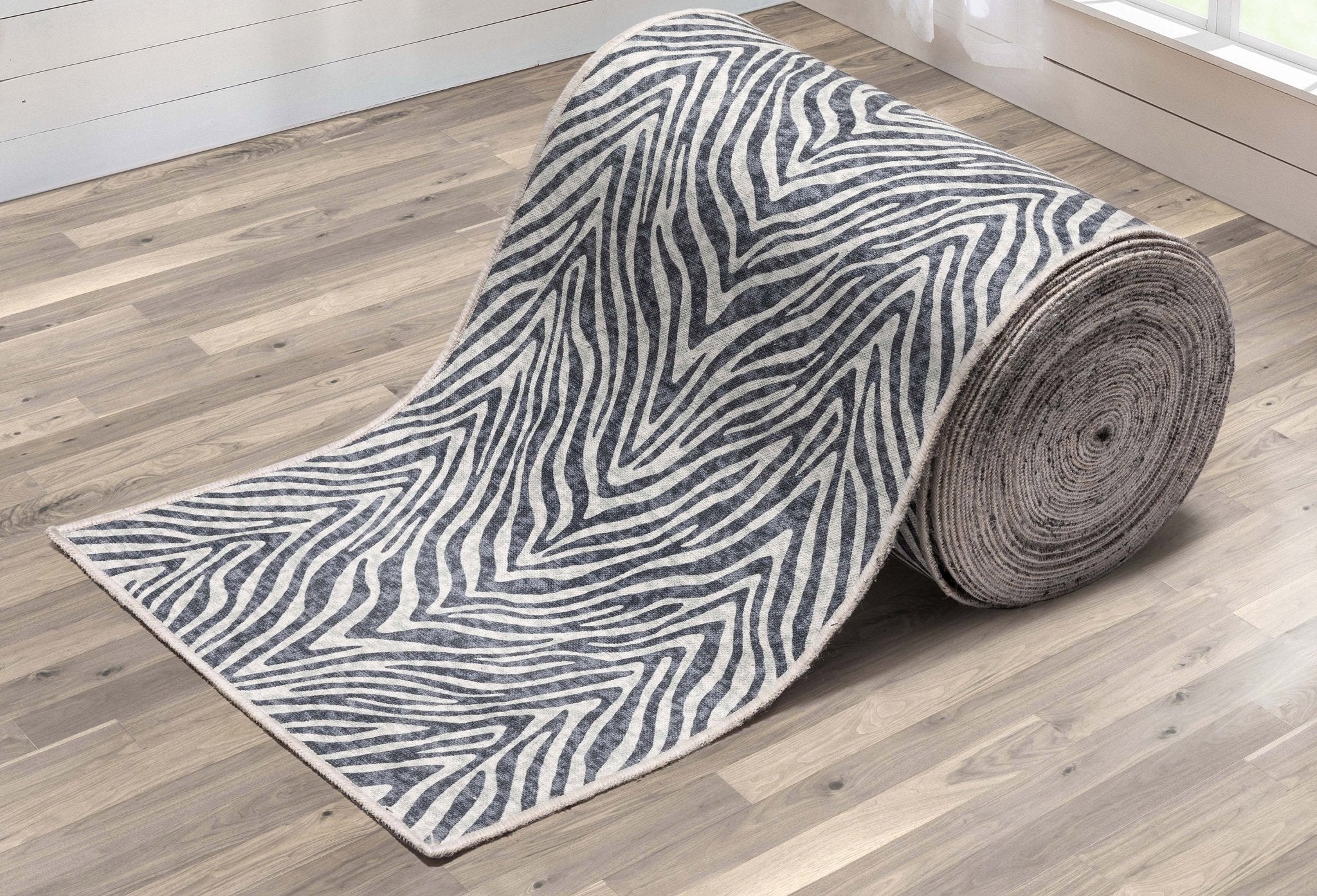 Custom Size Runner Modern Zebra Print Grey Choose Your Width x Choose Your Length Hallway Runner Rug、mySite、gigharbornorthrealestate
