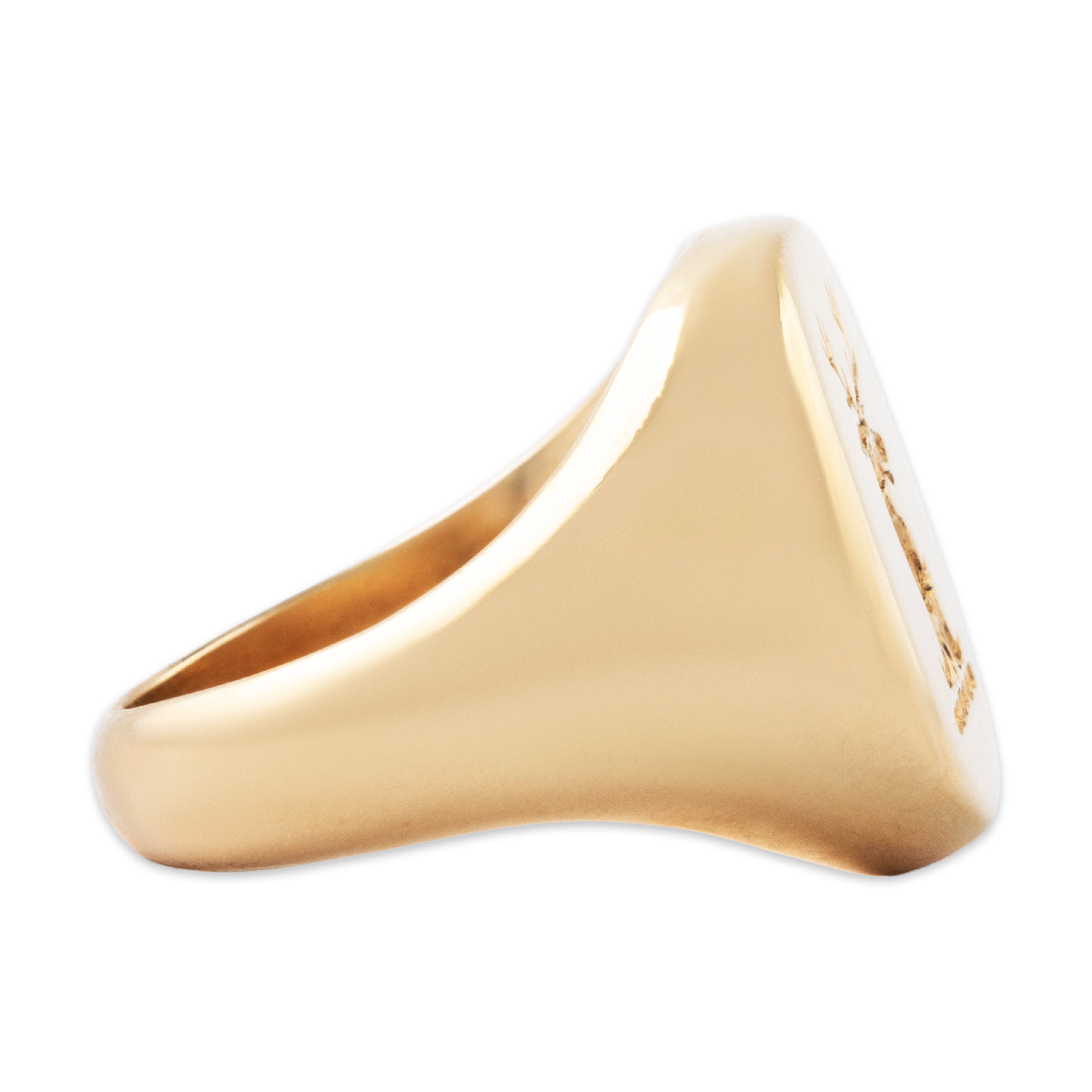 Antique Heavy 14k Yellow Gold Wonderfully Engraved Stag Head Signet Ring 5.75、mySite、hinf8tx79