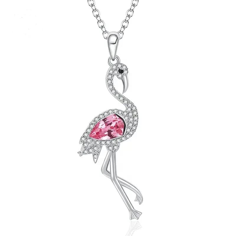 Pink Flamingo Fine 925 Sterling Silver Necklace、mySite、g9winljtr