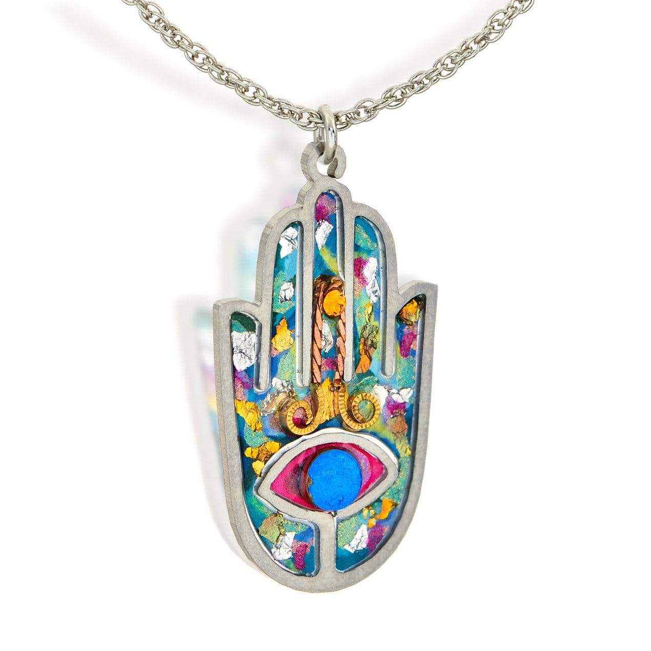 Blue Seeka Handpainted Hamsa Necklace、mySite、topwebapps