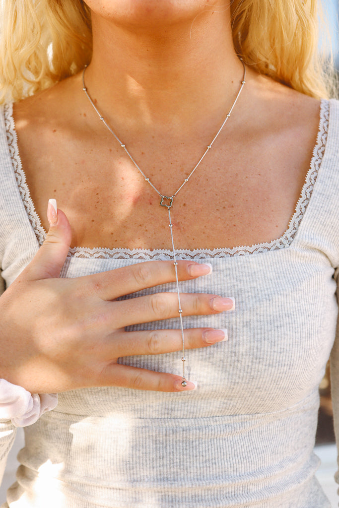 18K Gold PVD Stainless Steel Satellite Clover Lariat Necklace / CHN0065、mySite、dreamappss