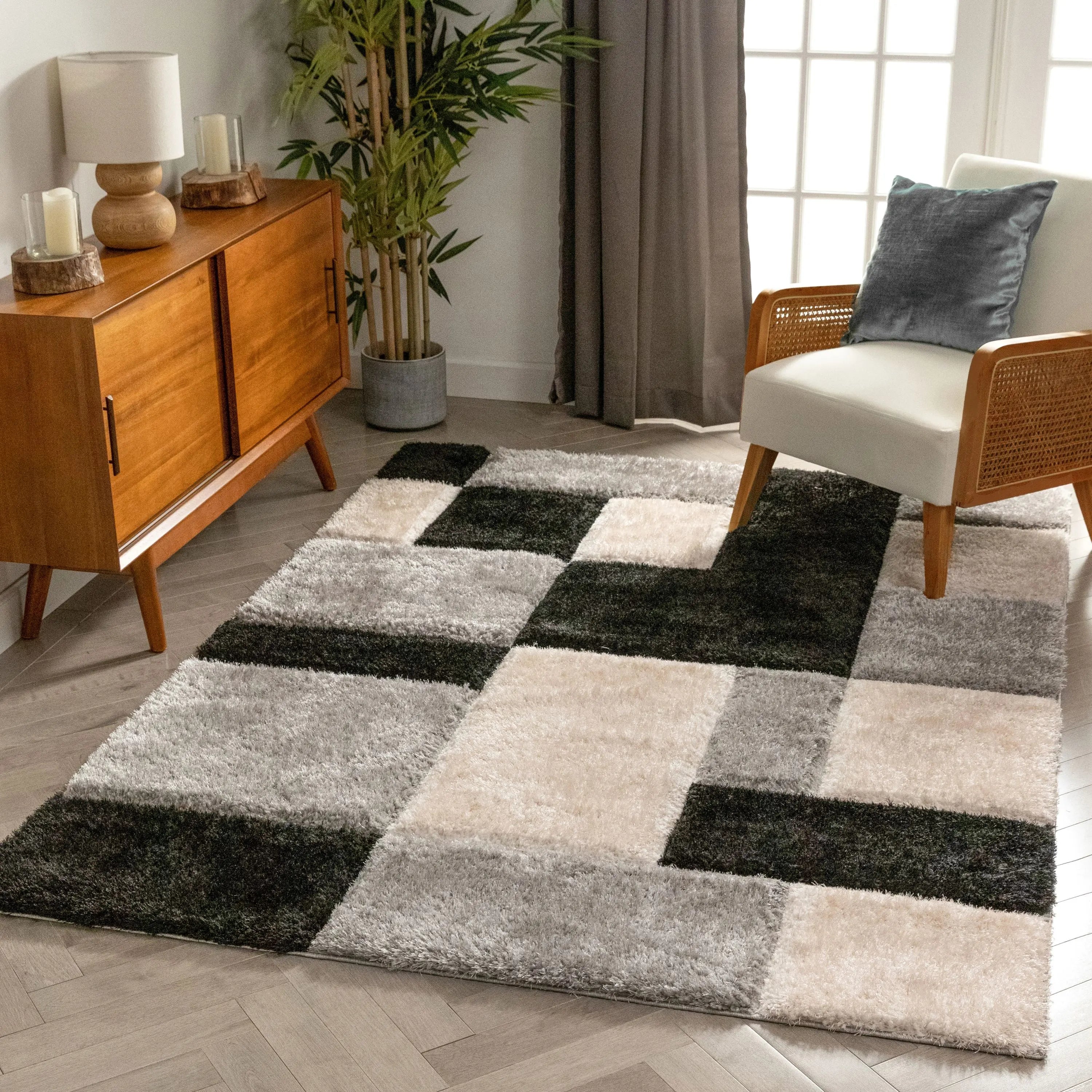 Escondido Black Modern Geometric 3D Textured Shag Rug、mySite、gigharbornorthrealestate