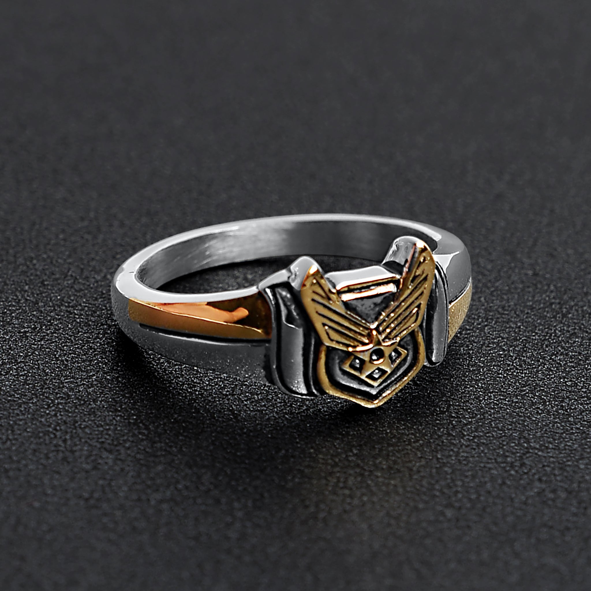 18K Gold PVD Stainless Steel United States Air Force Two Tone Military Women's Ring / MCR6014、mySite、dreamappss
