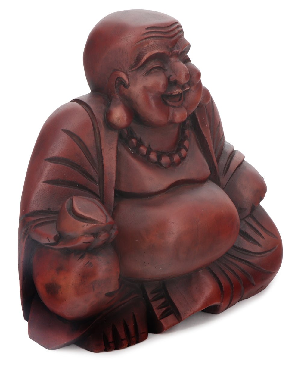 Mahogany Finish Sitting Happy Buddha Statue、mySite、topwebapps