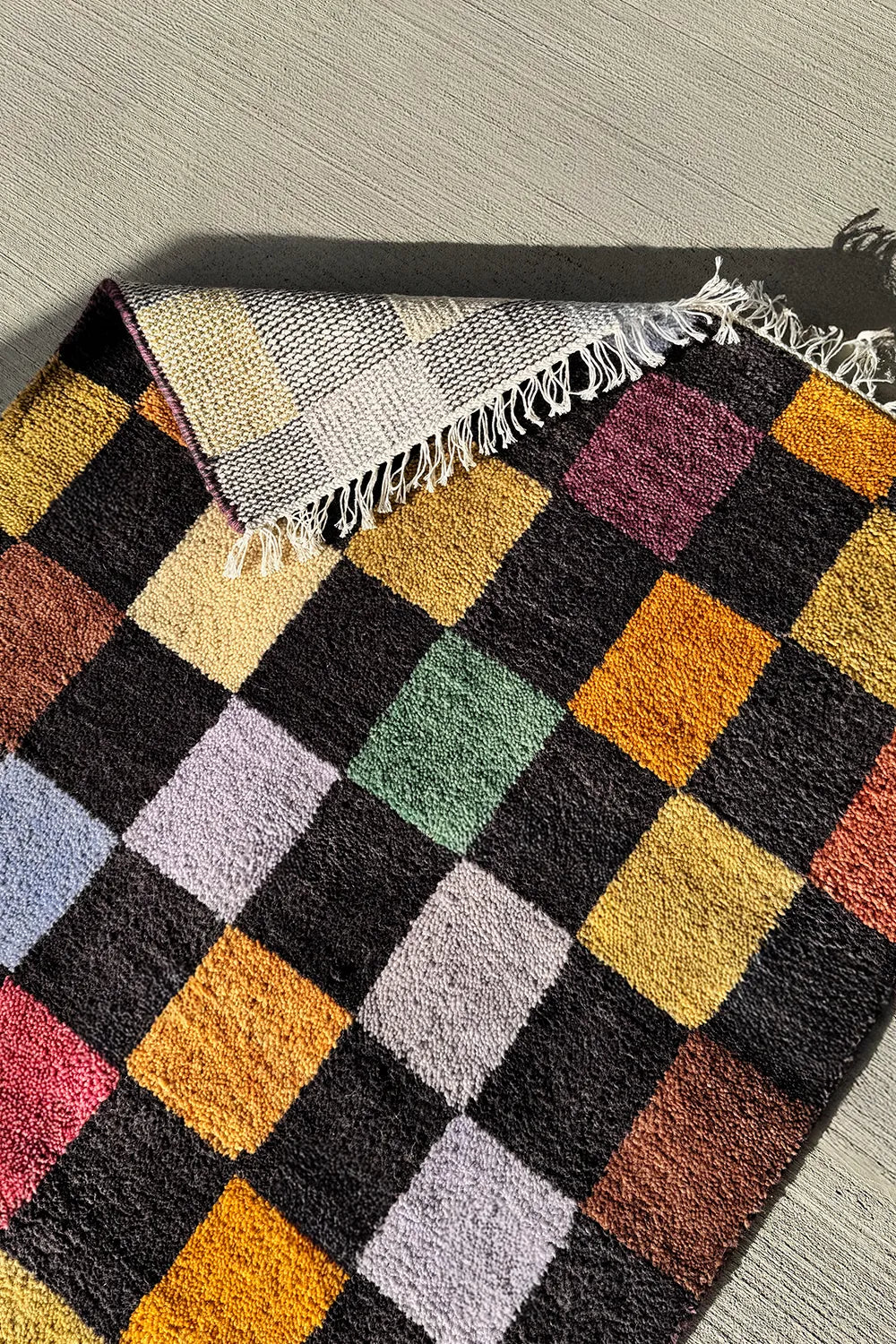 Colorful Checkered Hand Knotted Wool Rug、mySite、gigharbornorthrealestate