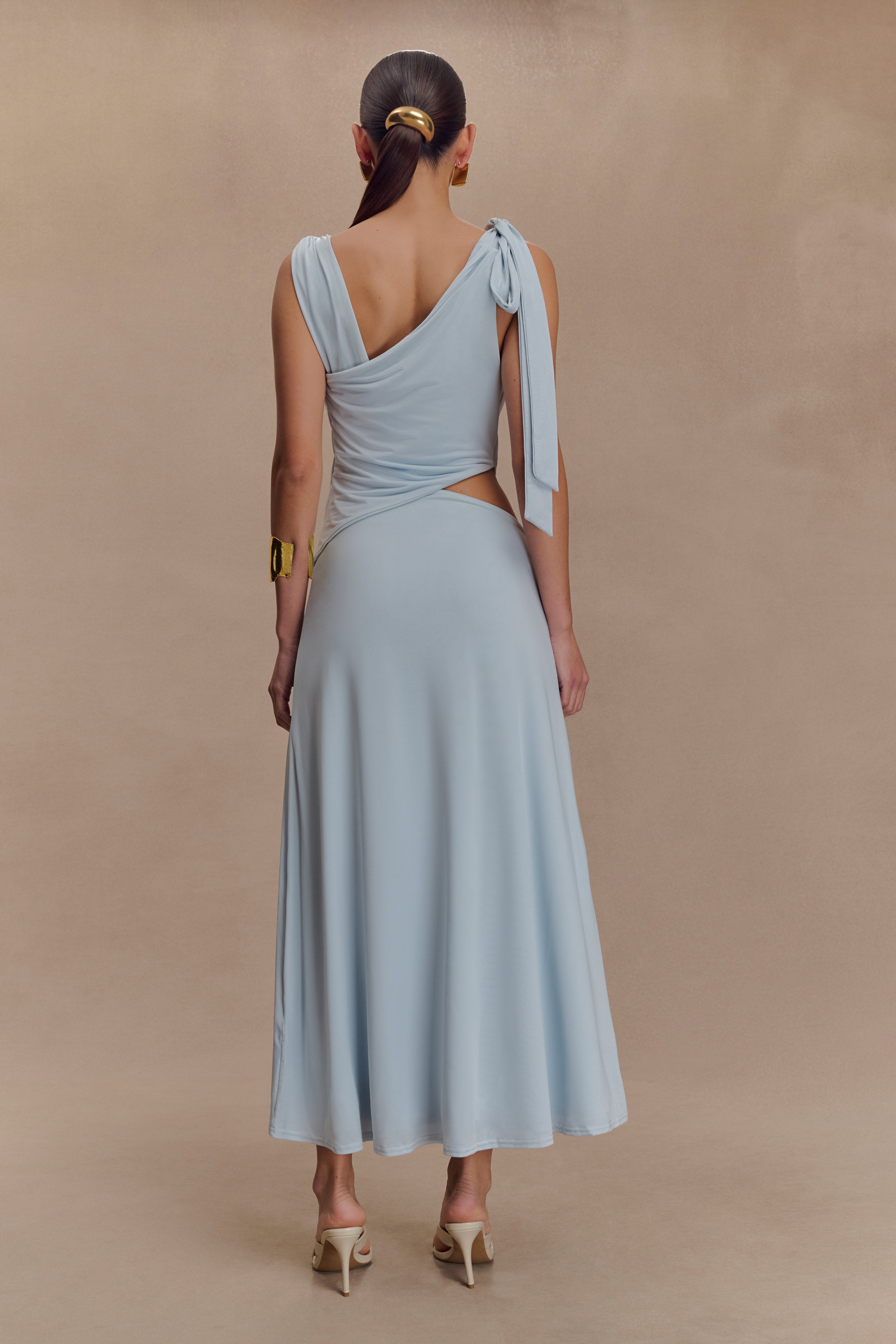 Raleigh Asymmetrical Slinky Midi Dress - Pale Blue、mySite、solidvoid