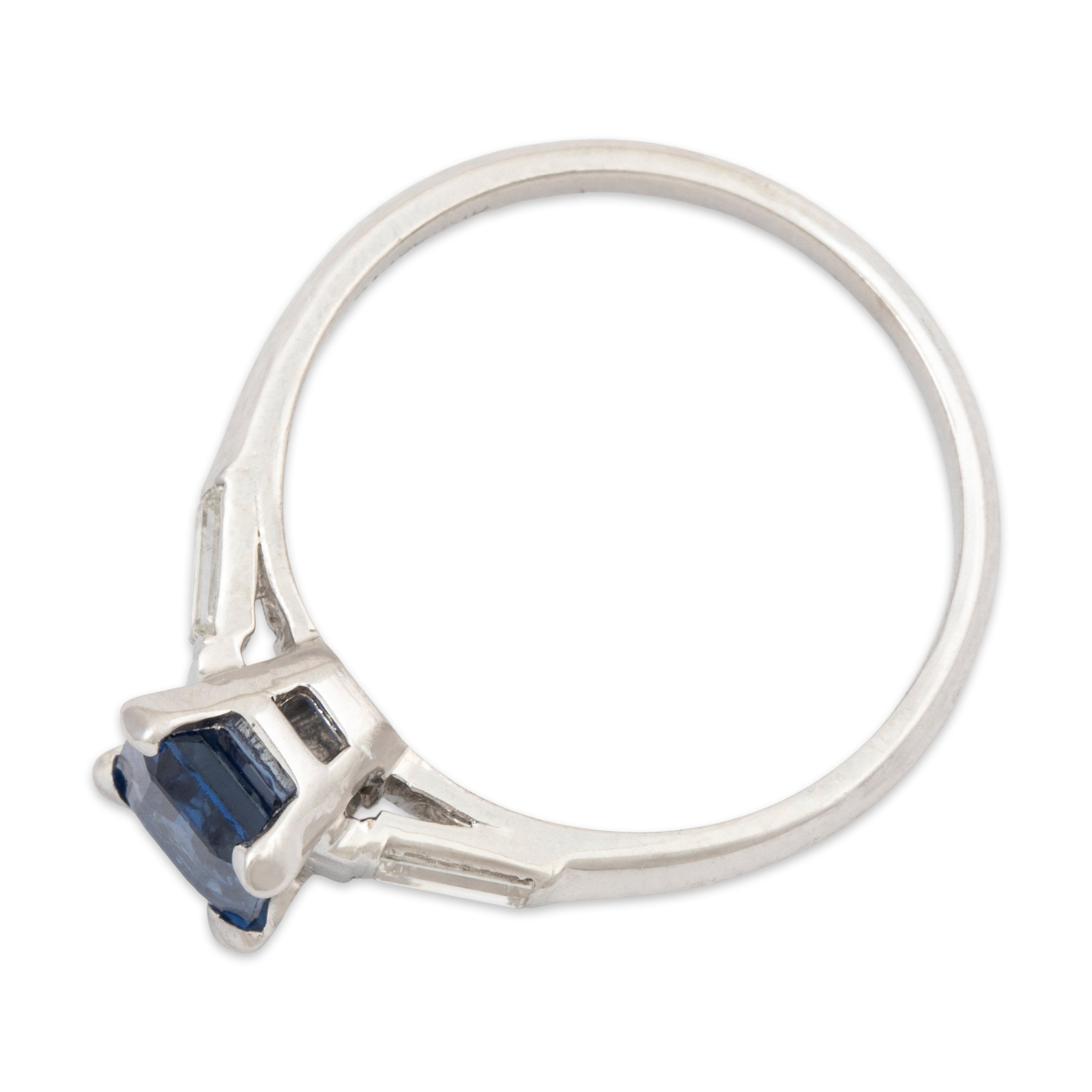 Vintage Refined Platinum Blue Sapphire Diamond Ring 5.75、mySite、hinf8tx79