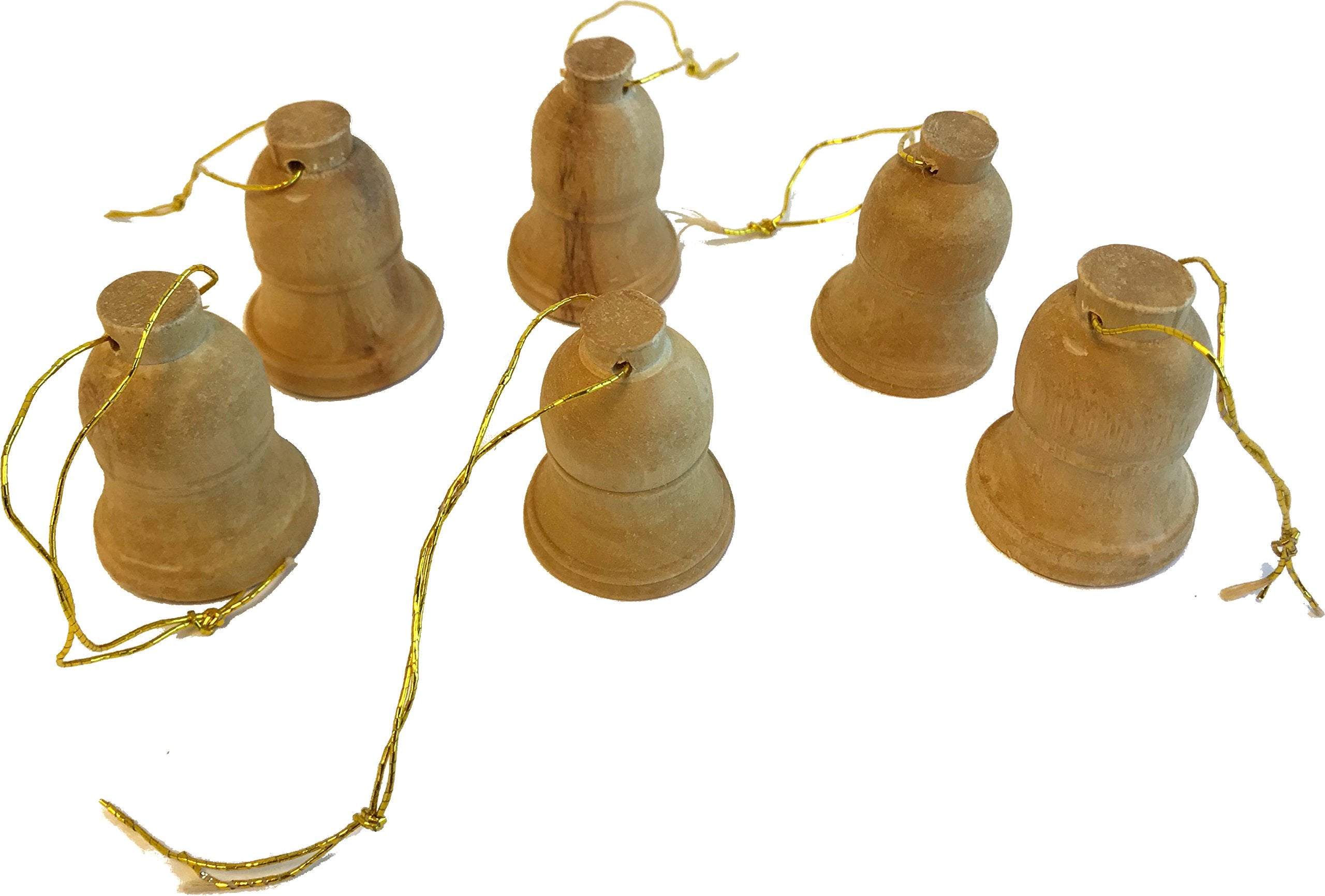  Holy Land Market Hand Made Olive wood ornaments - Tree Hanging Bells - Christmas Tree Ornaments from the Holy Land、mySite、elrpsem3k