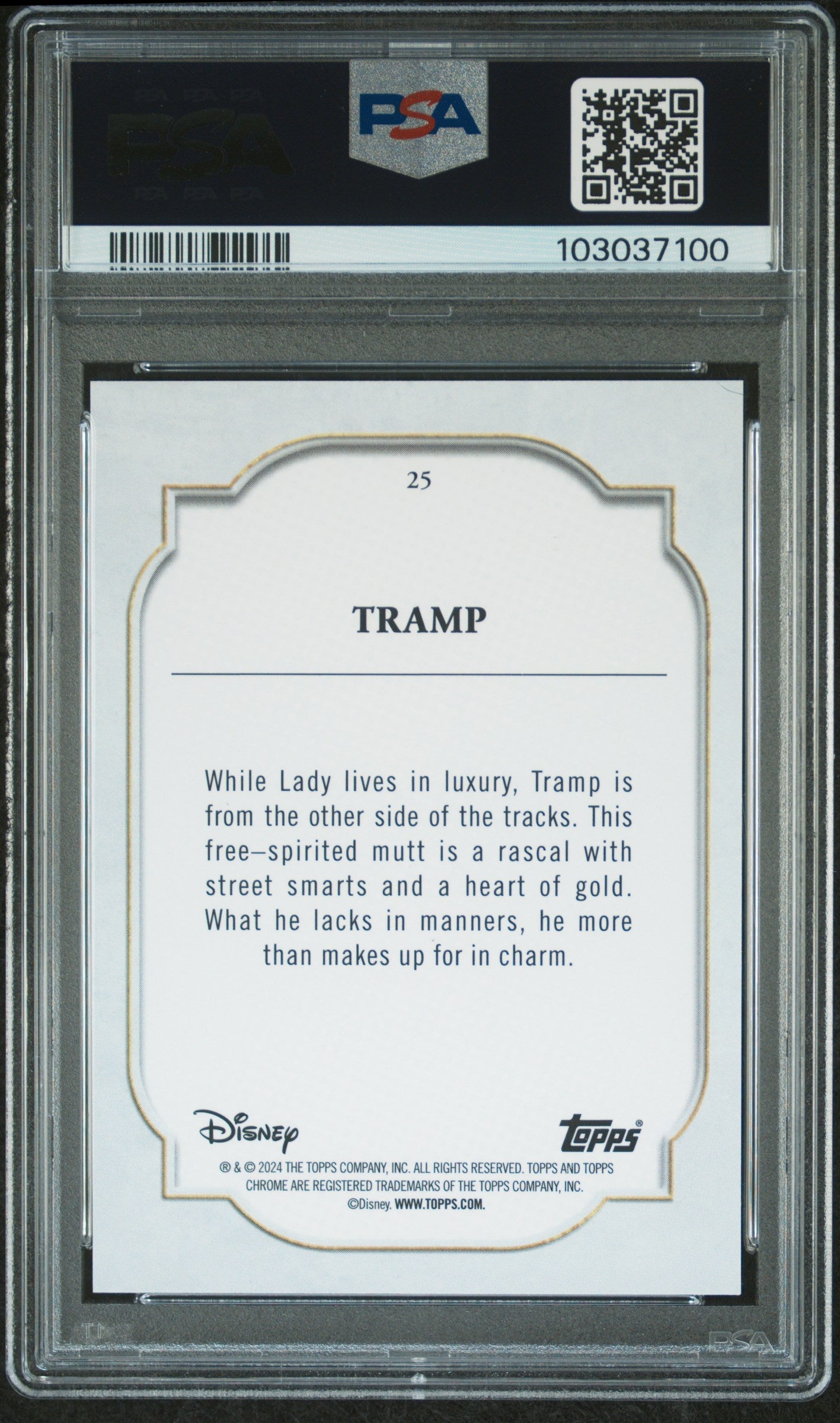 Tramp #25 PSA 9 Topps Chrome Disney Sapphire Edition 2024、mySite、waistdrama