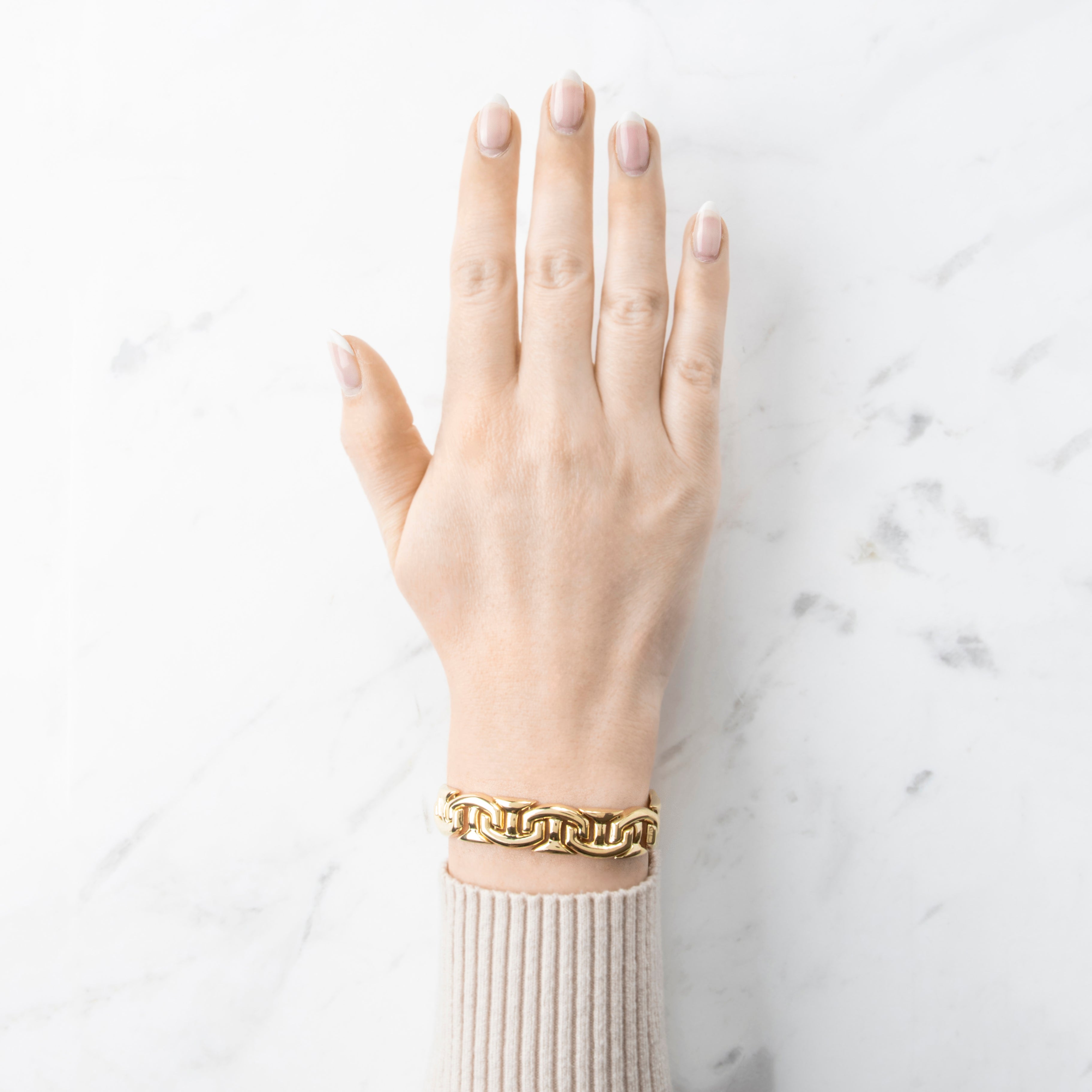 Vintage Italian 14k Yellow Gold Wide Interlocking Links Bracelet 6.75、mySite、hinf8tx79