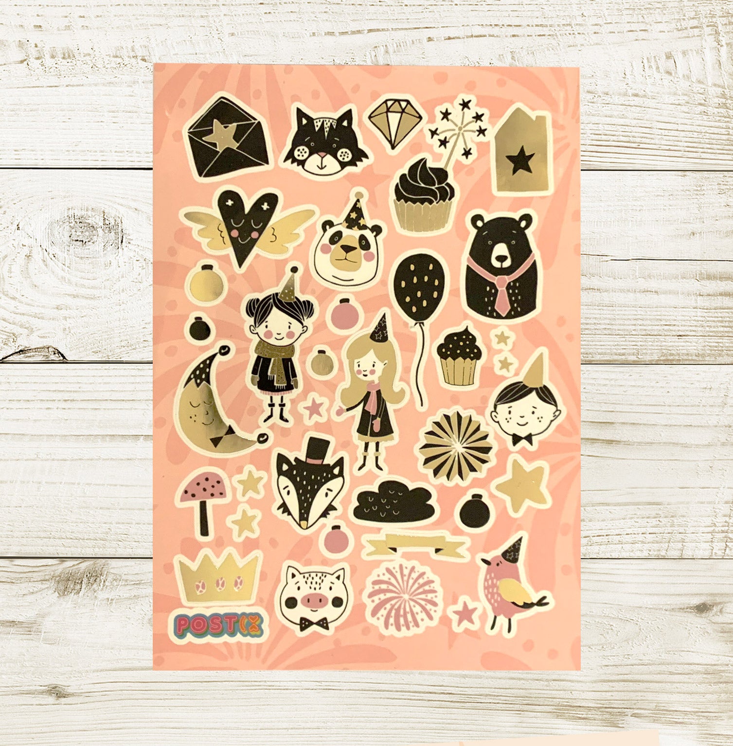  Gold New Year Kids Party A6 Foil Sticker Sheet、mySite、ghnorth