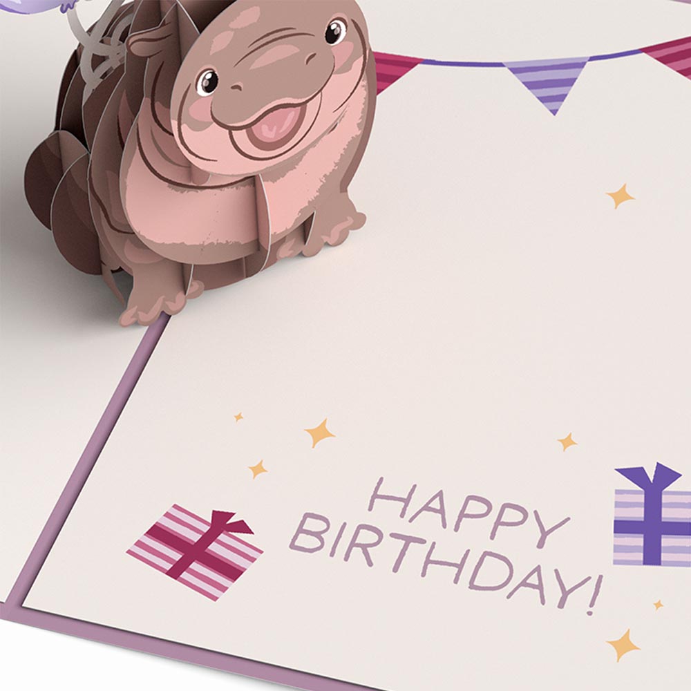 Baby Pygmy Hippo Birthday Pop-Up Card、mySite、solidvoid