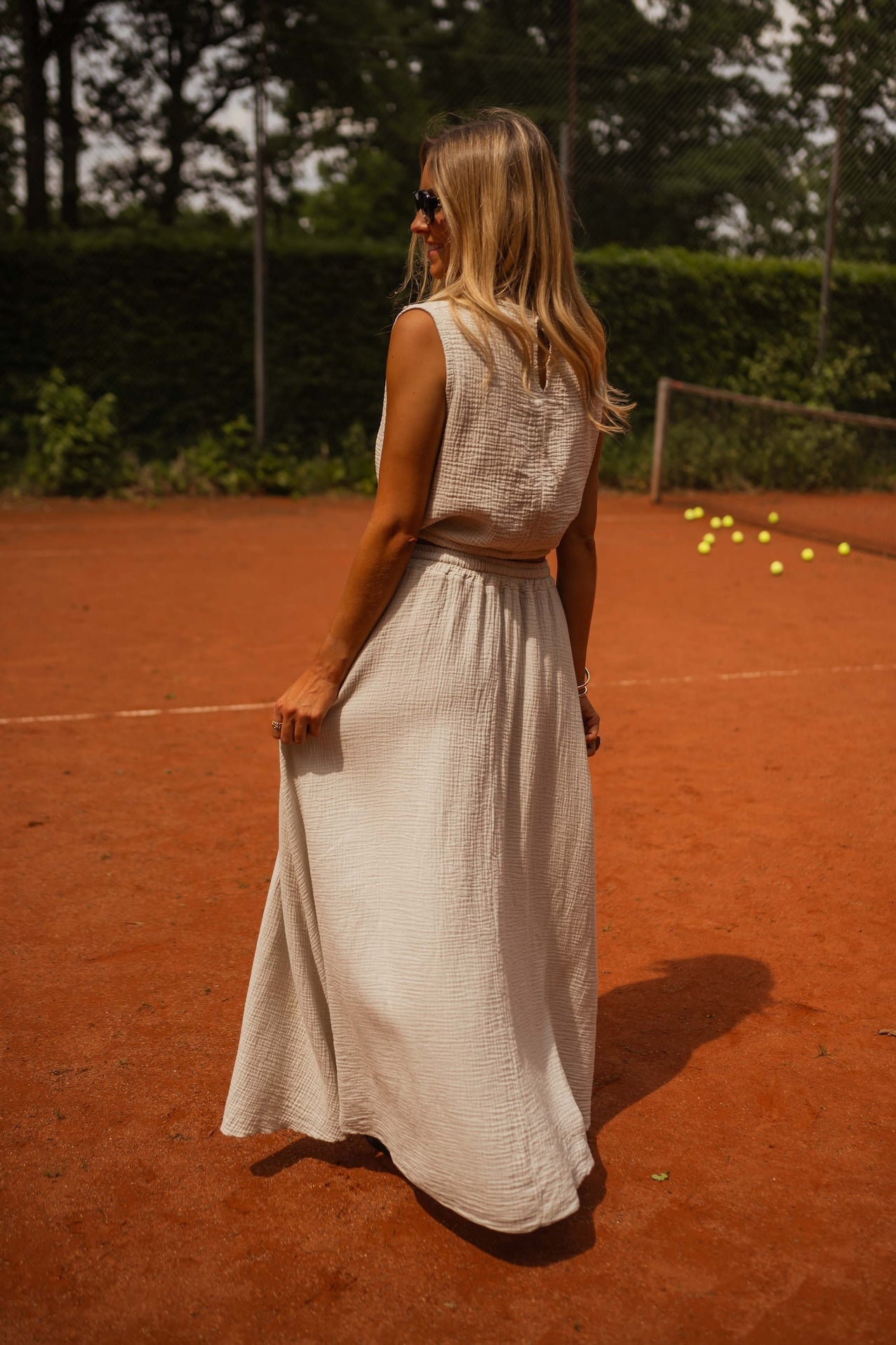 White pleated skirt
