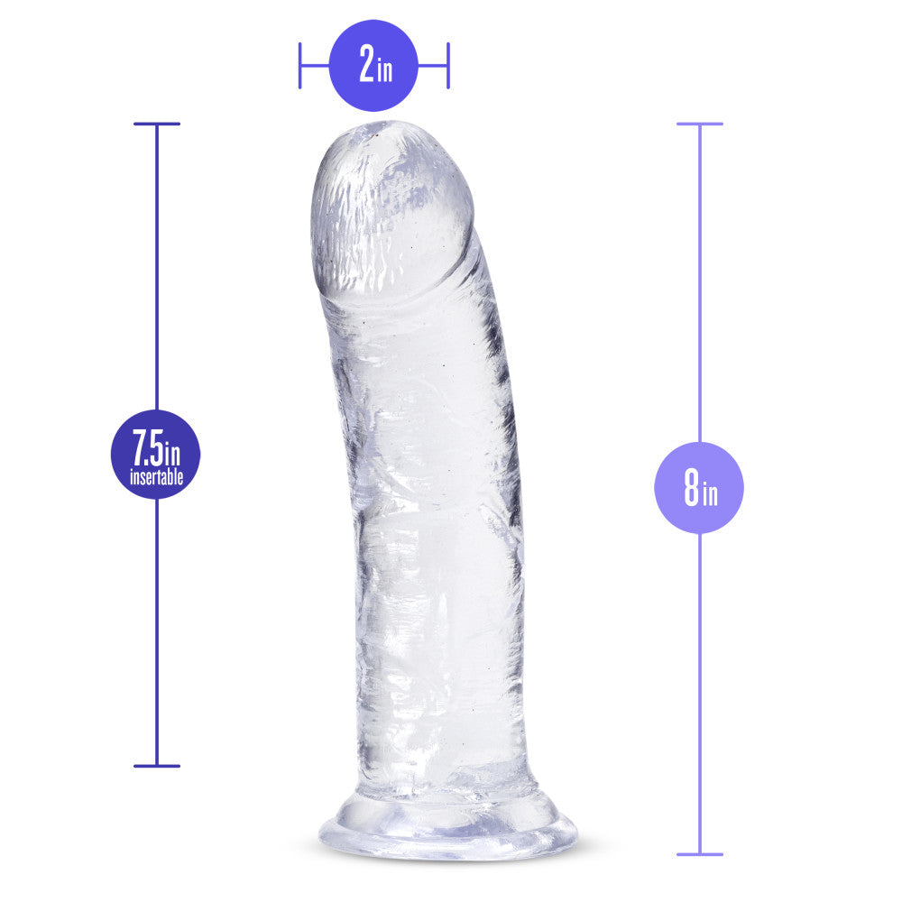 B Yours Plus By Blush® | Roar N’ Ride Realistic Clear 8-Inch Long Dildo With Suction Cup Base、mySite、bottomscart