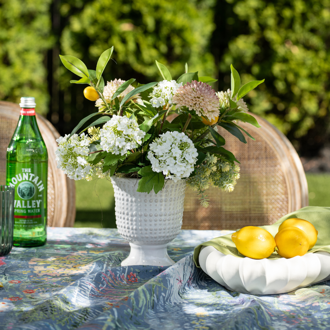  DH Lemons, Sedum and Dahlia in Beaded Pedestal Vase、mySite、elrpsem3k